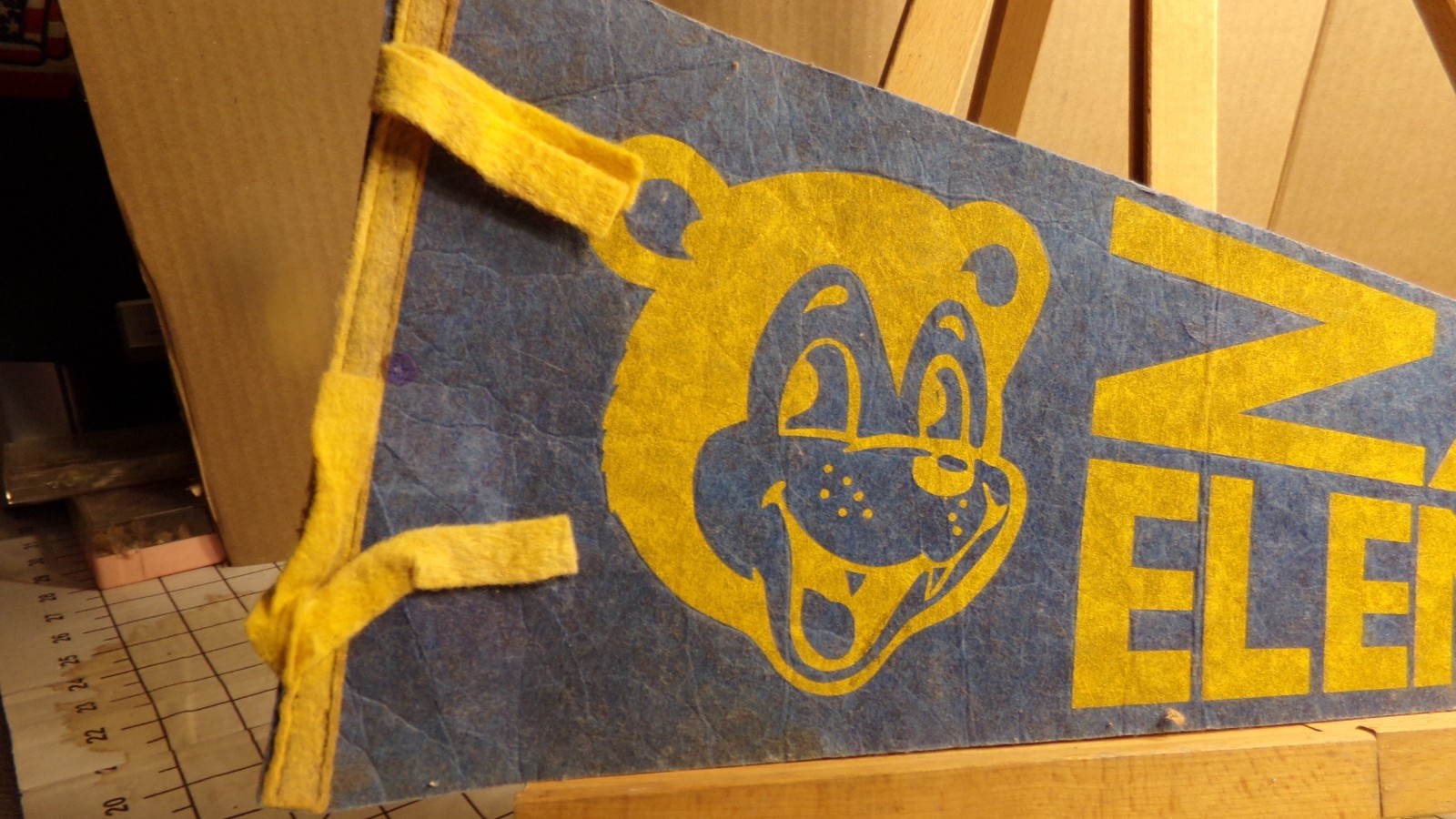 Vintage Zahnow Elementary Mascot Waterloo, Illinois Pennant Souvenir