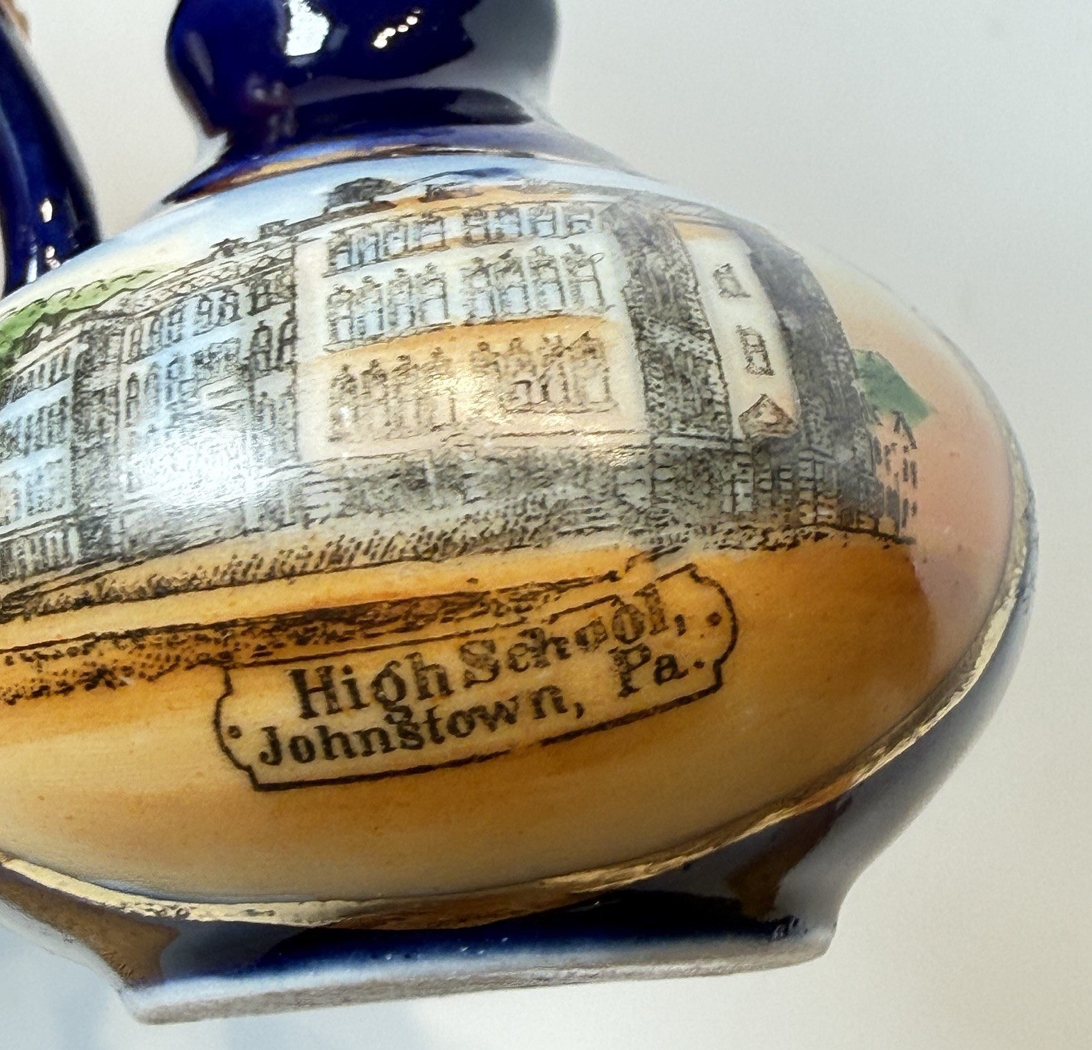 JOHNSTOWN PA Pennsylvania Antique HIGH SCHOOL Souvenir TRINKET VASE