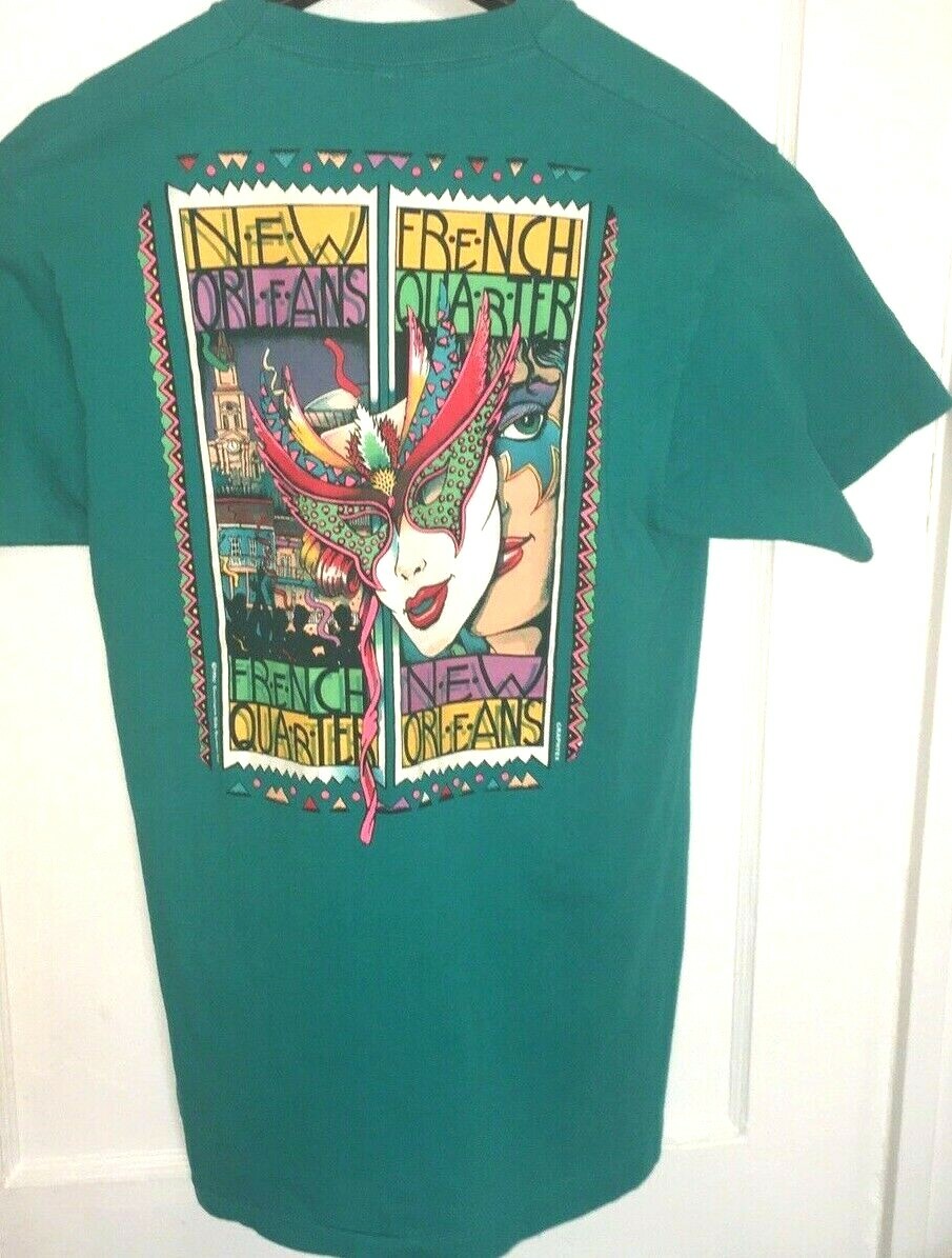 Vtg FRENCH QUARTER NEW ORLEANS T SHIRT Rare 80-90s Tee USA Louisiana MARDI GRAS