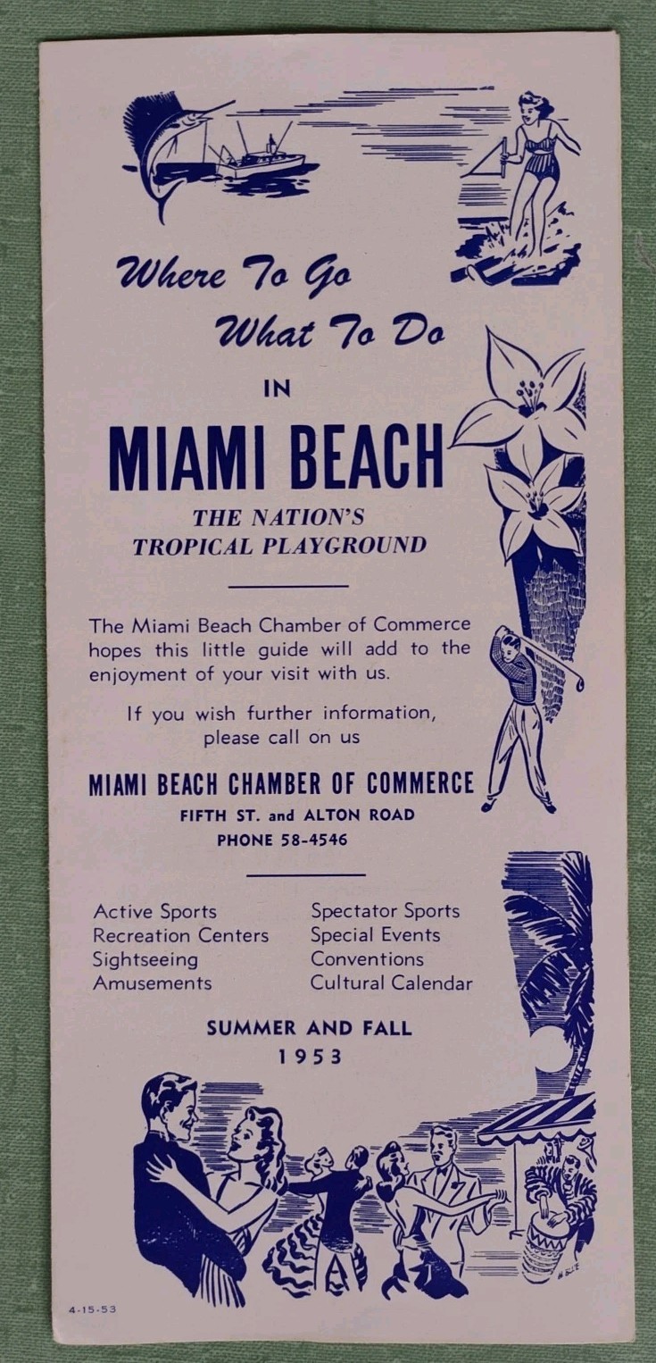 Miami Beach 1953 Brochure Florida