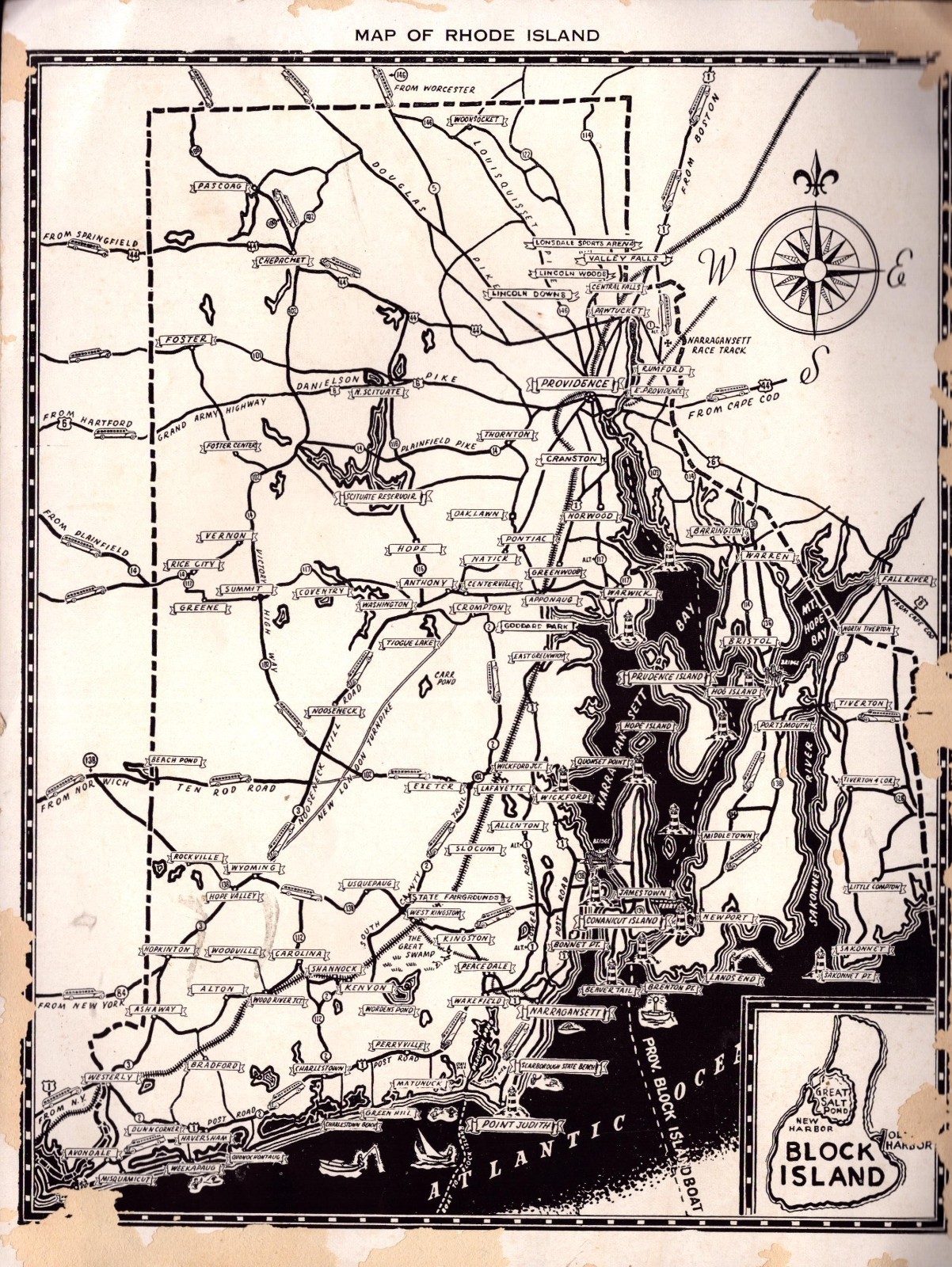 1951 Rhode Island Vacation Brochure Newport Narragansett Block Island Map