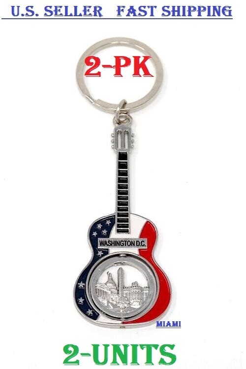 2-PACK Guitar Washington DC Keychain sOUVENIRS. U.S. SELLER FAST SHIPPING