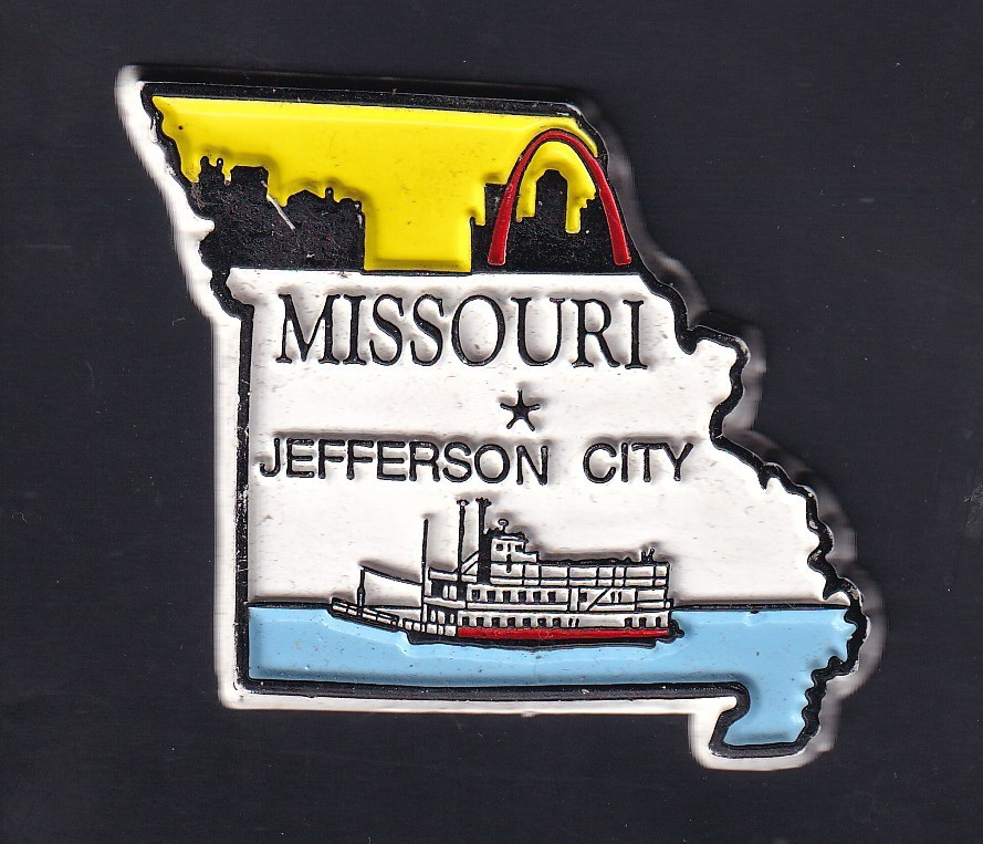 Jefferson City Missouri Travel Fridge Magnet Steamboat Gateway Arch