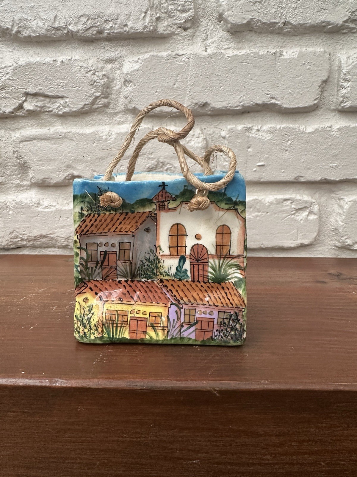 Costa Rica Souvenir Ceramic Gift Bag , Hand Painted . Multicolor
