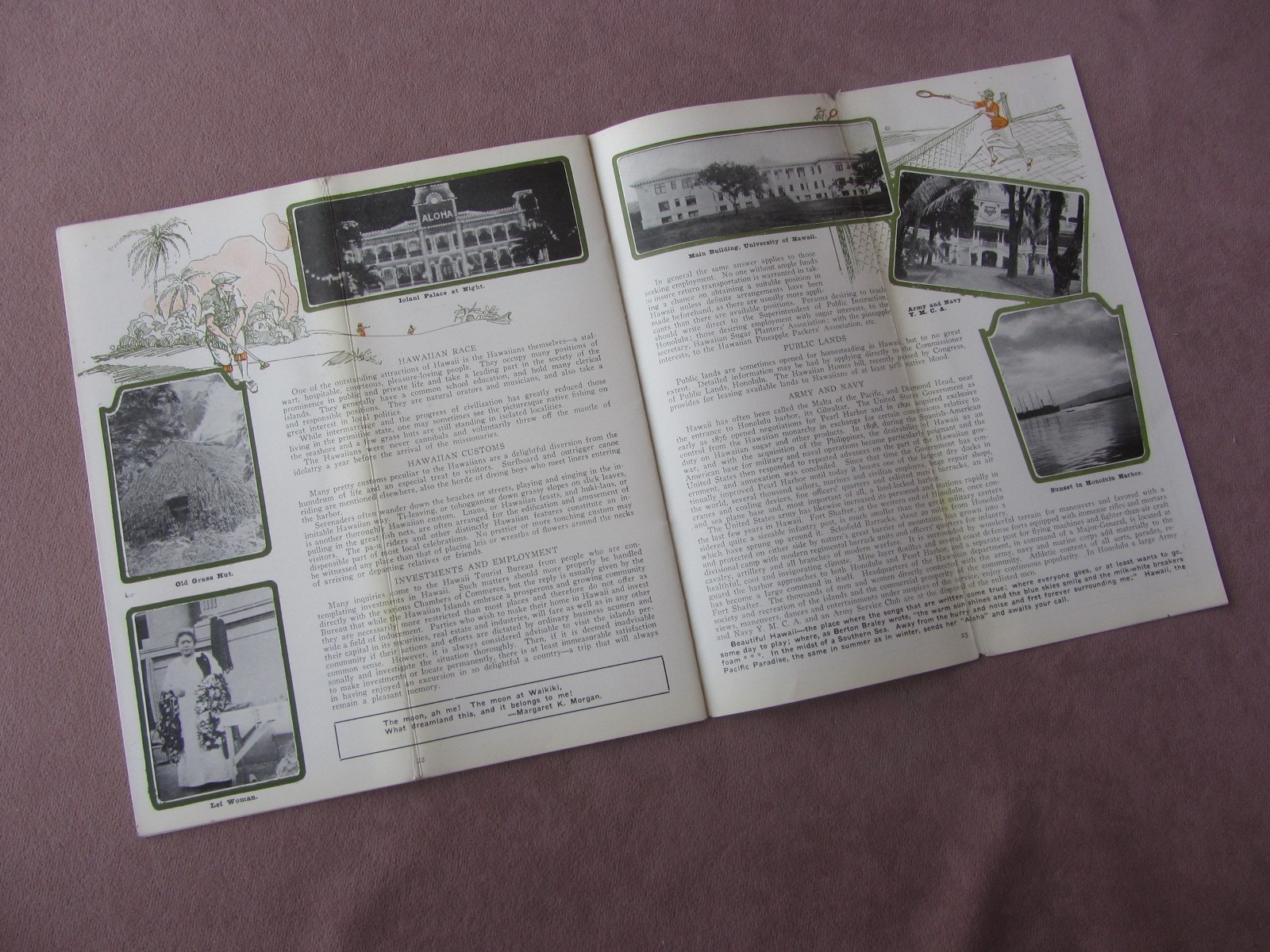 Vtg 1928 Hawaii Travel Guide Booklet Year Round Playground Photos Map Art