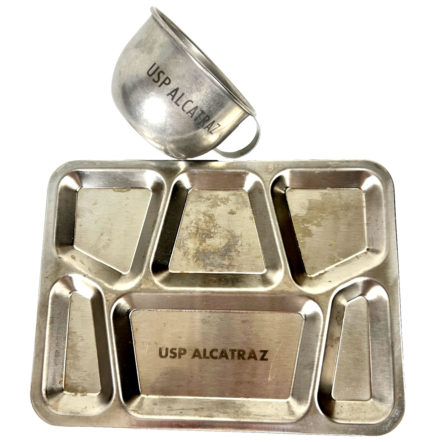 USP Alcatraz Prison Replica Steel Souvenir Tray 1/2 Size + Tin Cup San Francisco