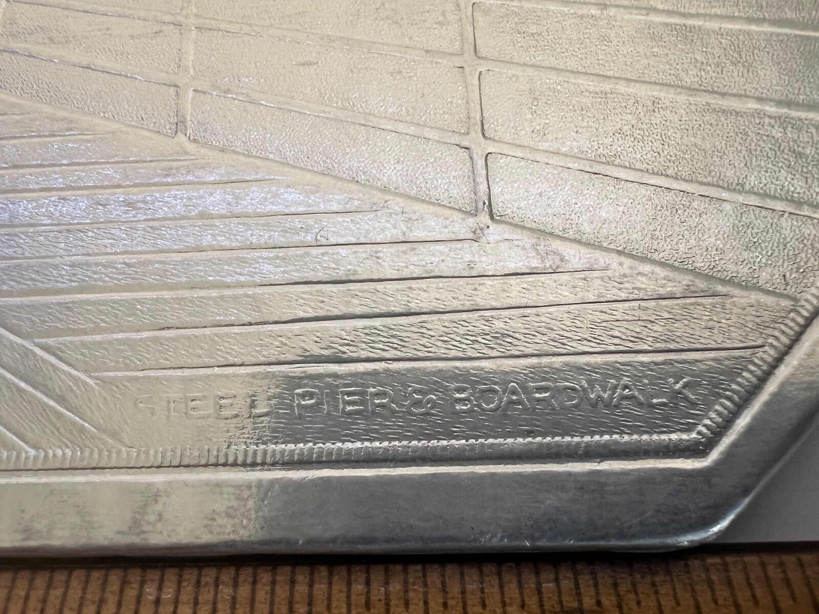 VINTAGE ATLANTIC CITY 1930’s STEEL PIER BOARDWALK EMBOSSED SILVER FOIL TRIVET