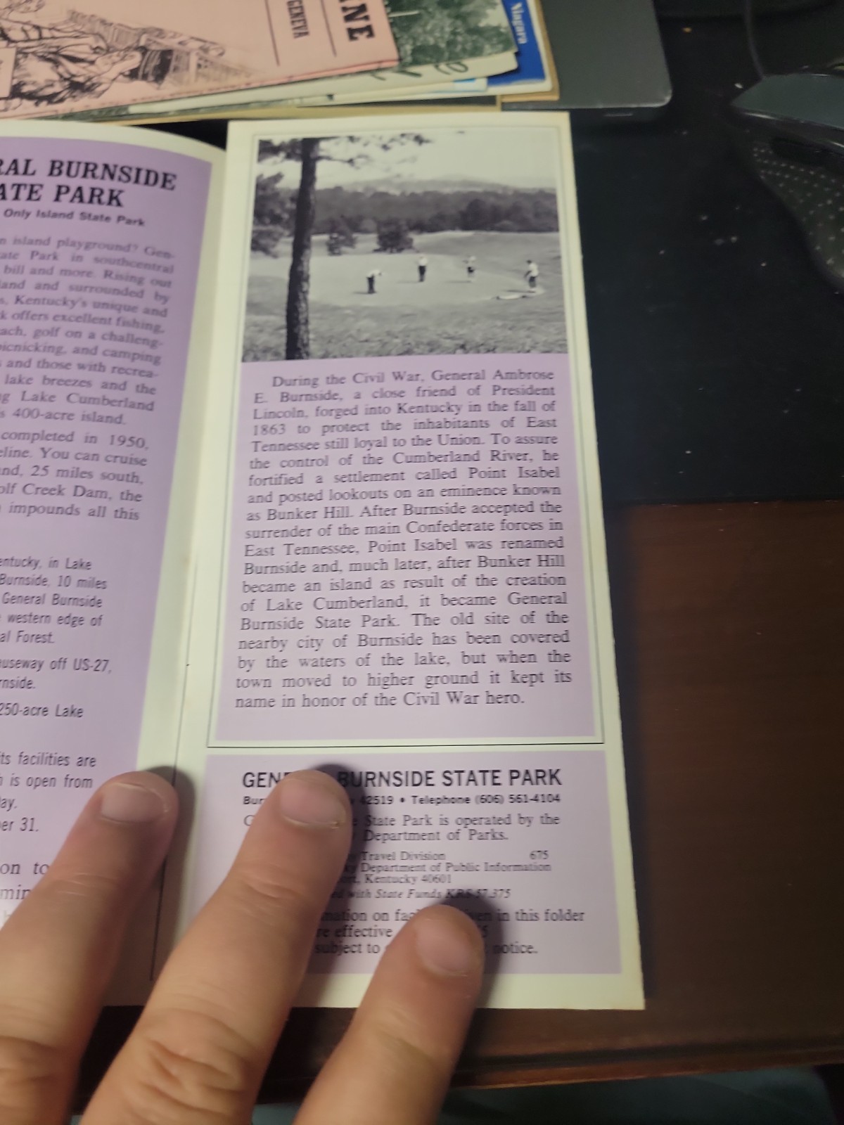 General Burnside State Park Kentucky Vintage Brochure