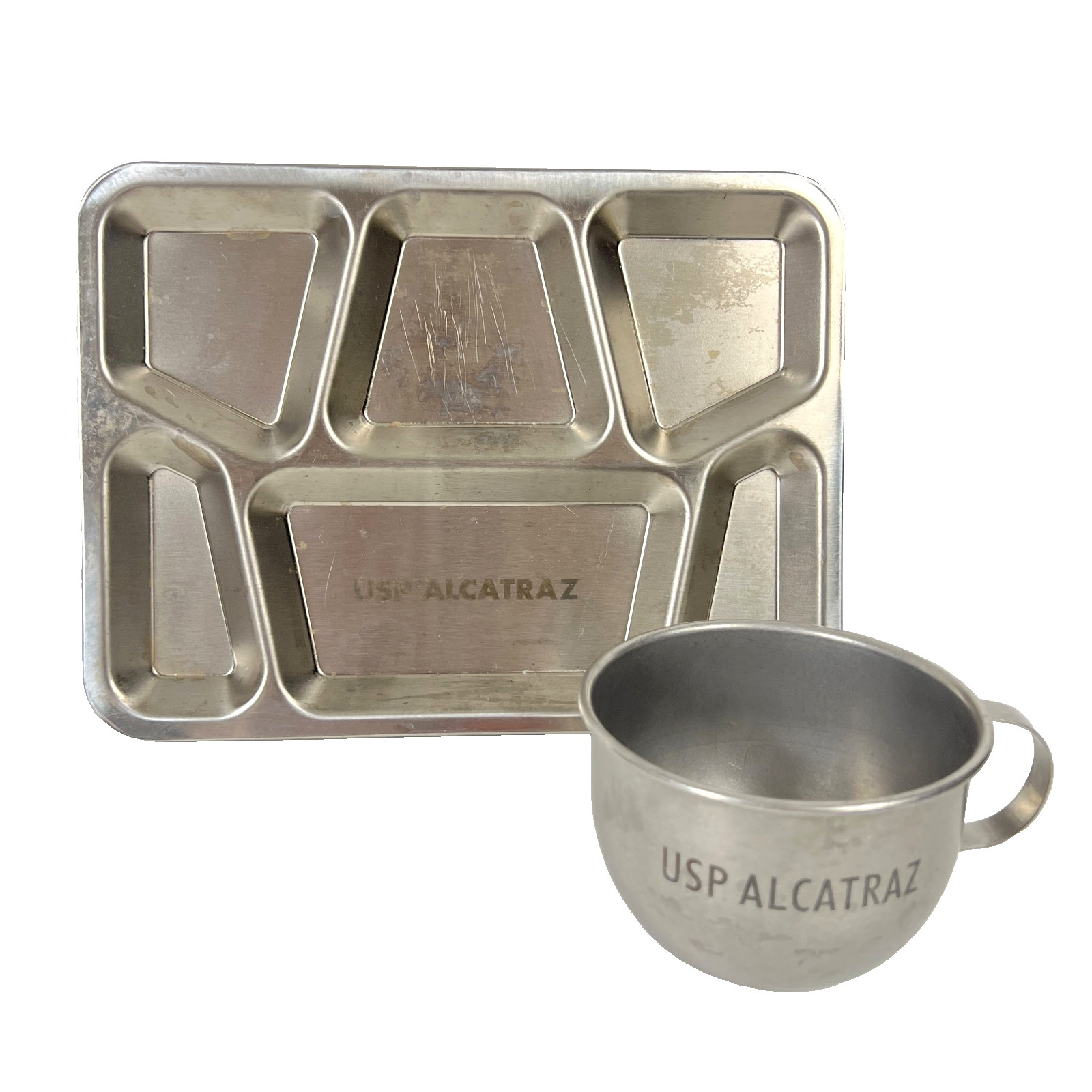 USP Alcatraz Prison Replica Steel Souvenir Tray 1/2 Size + Tin Cup San Francisco