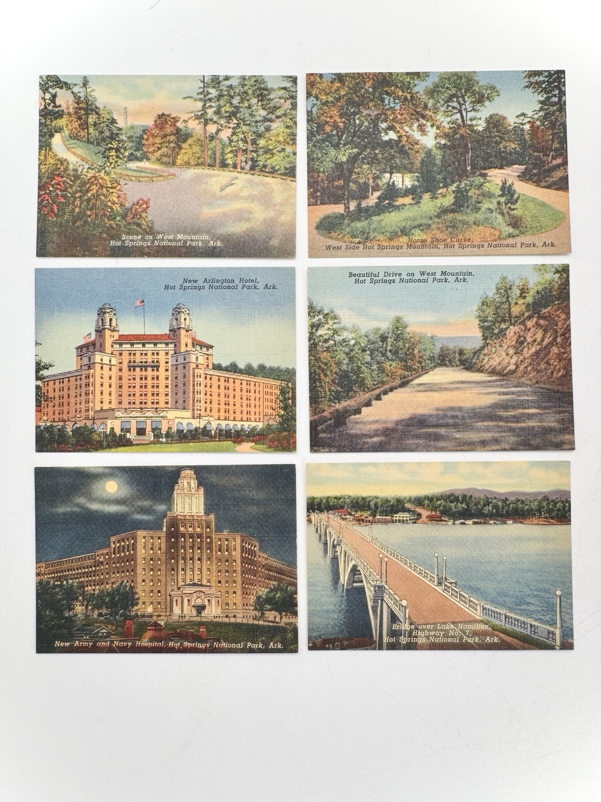 NM 1930’s Souvenir 20 Color Views Art Cards RPPC Hot Springs National Park, Ark