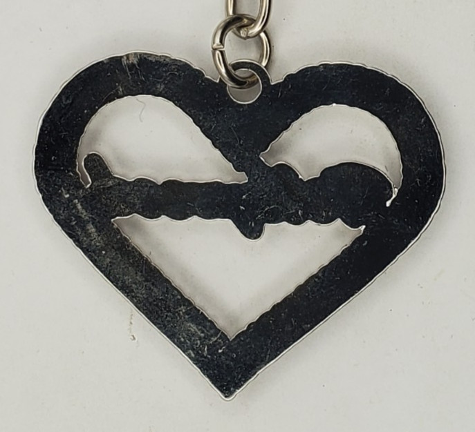 Heart Shaped Pink Jeweled Hollywood Souvenir One Sided Metal Keychain Keyring