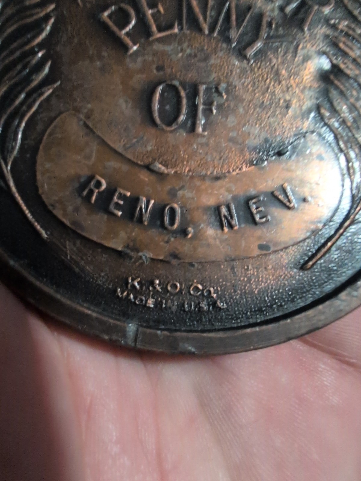 Vintage 3” Large Copper Indian Head Souvenir Penny ~ Reno, NV