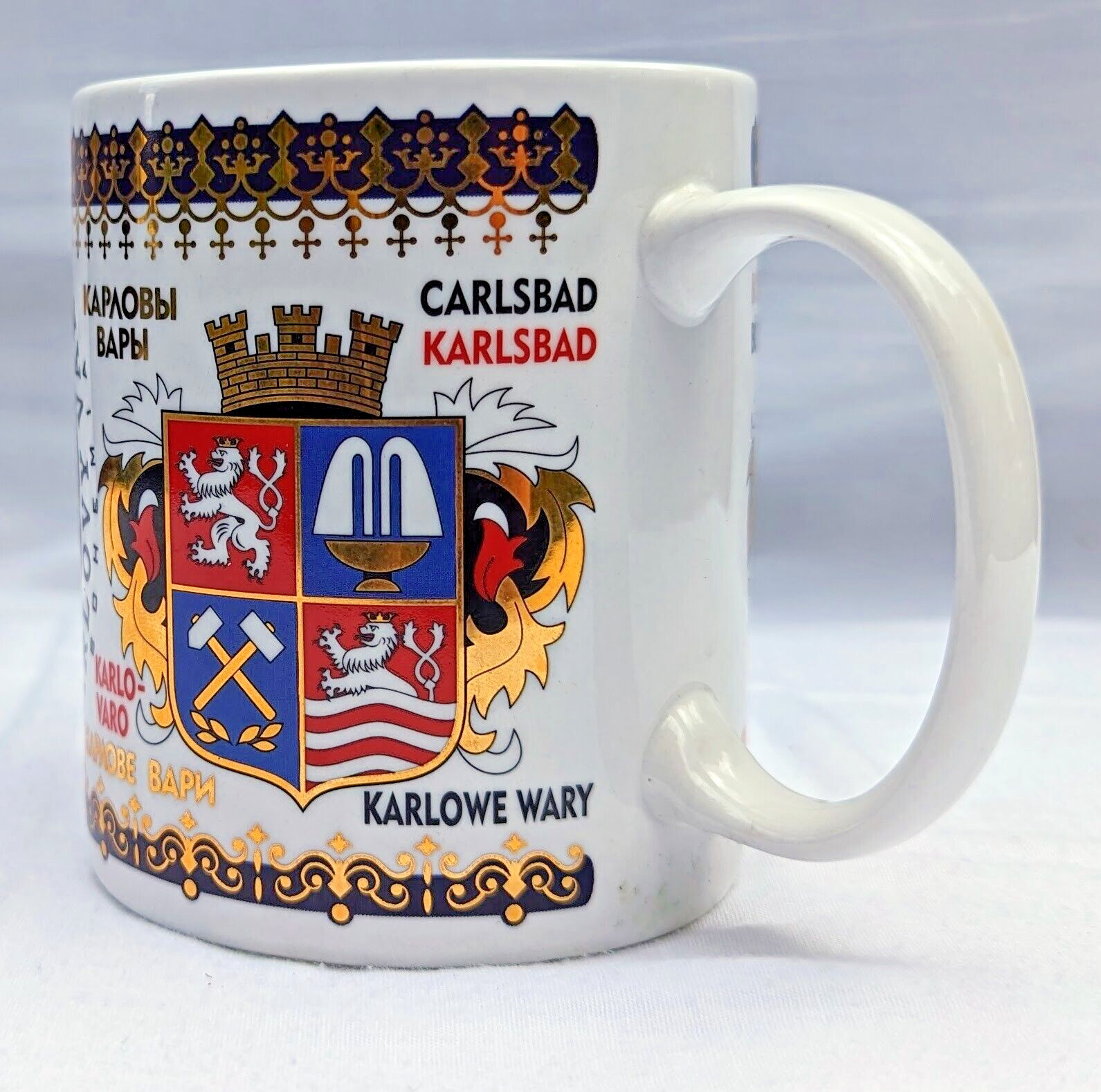 Czech Republic Karlovy Vary Karlsbad Mineral Springs Spa Coffee Cup Coat of Arms