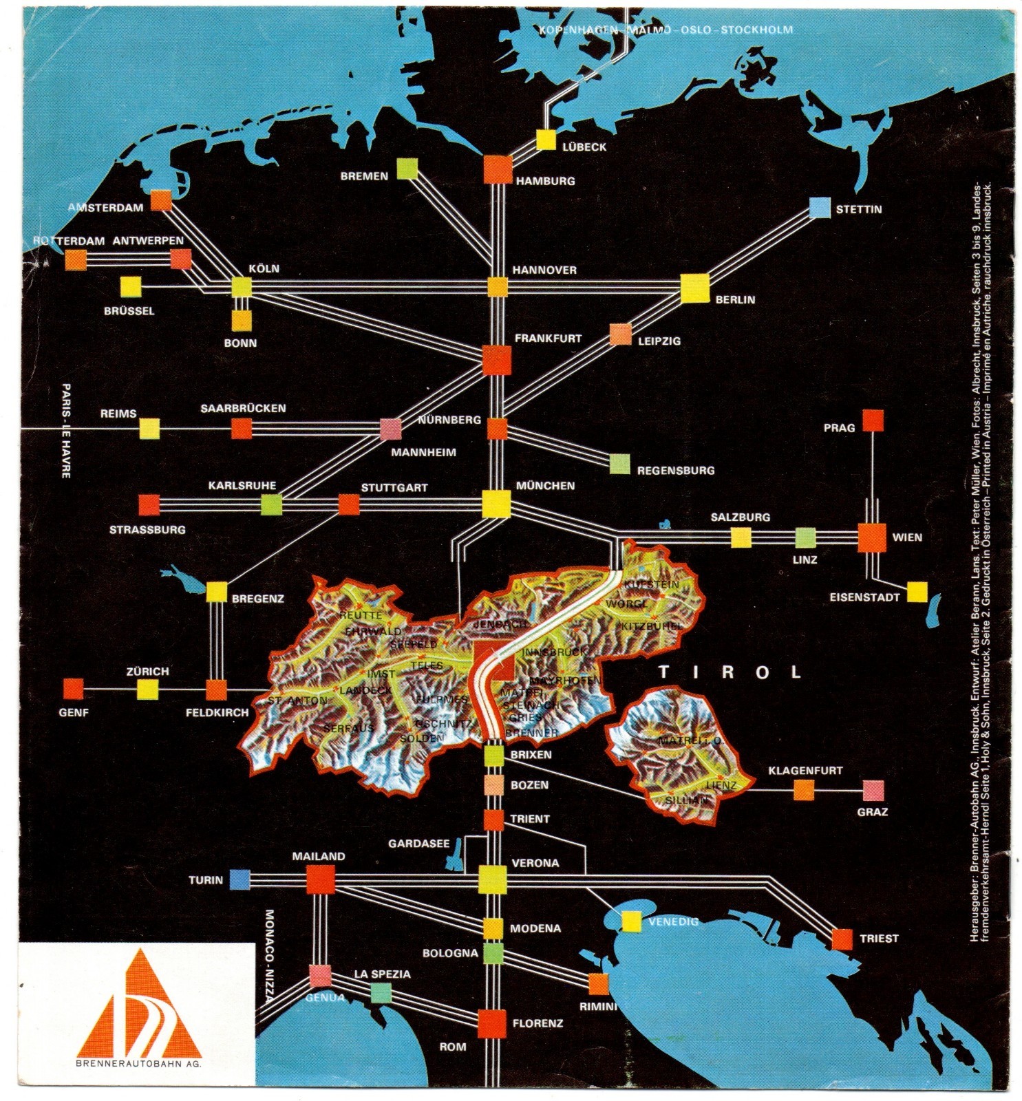Austria Brenner Autobahn Brochure Europa Bridge Traumstrasse über die Alpen 1970