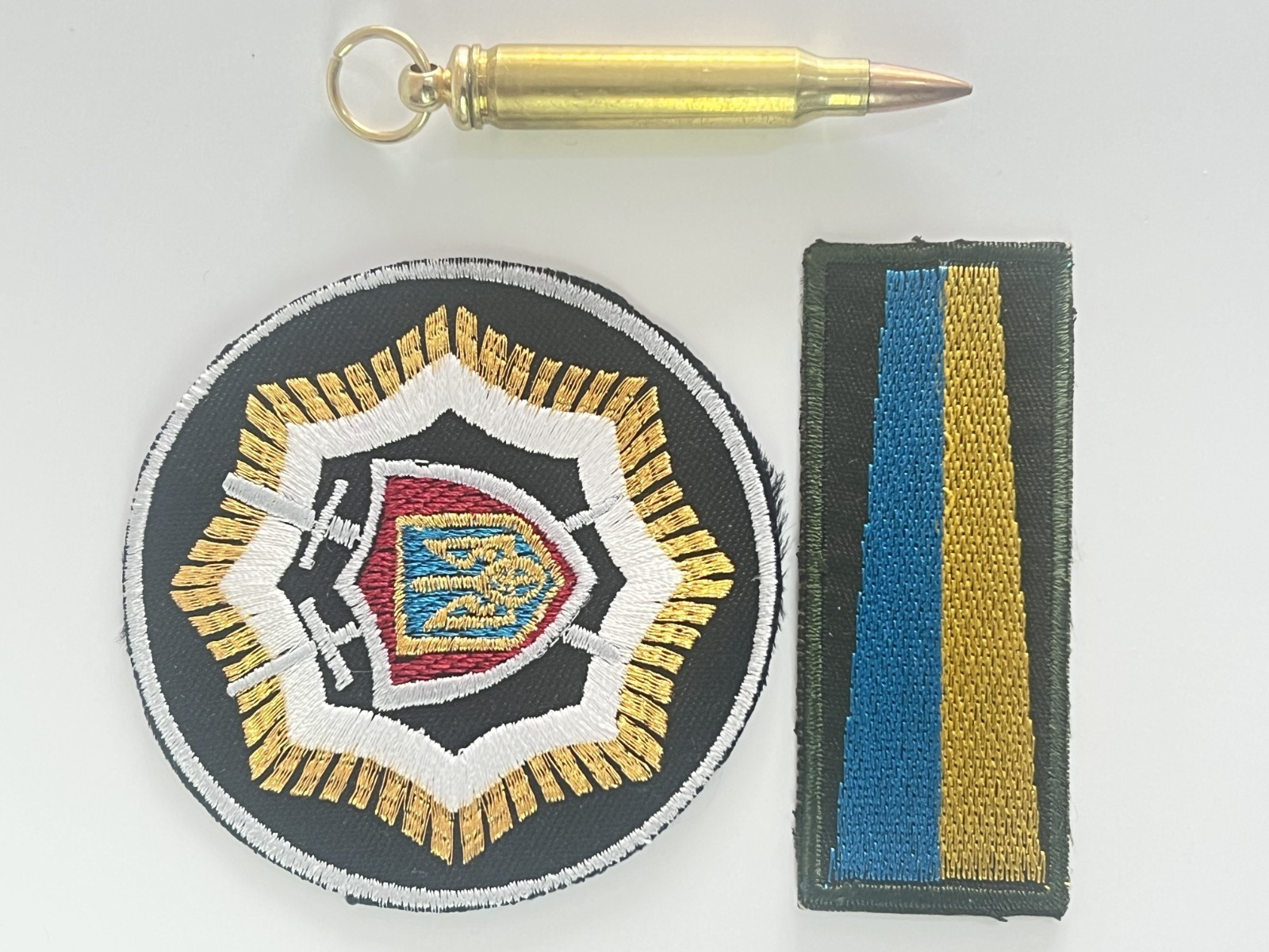 Ukraine Soldier Patch Set + Bullet Keychain Authentic Military War Collectible