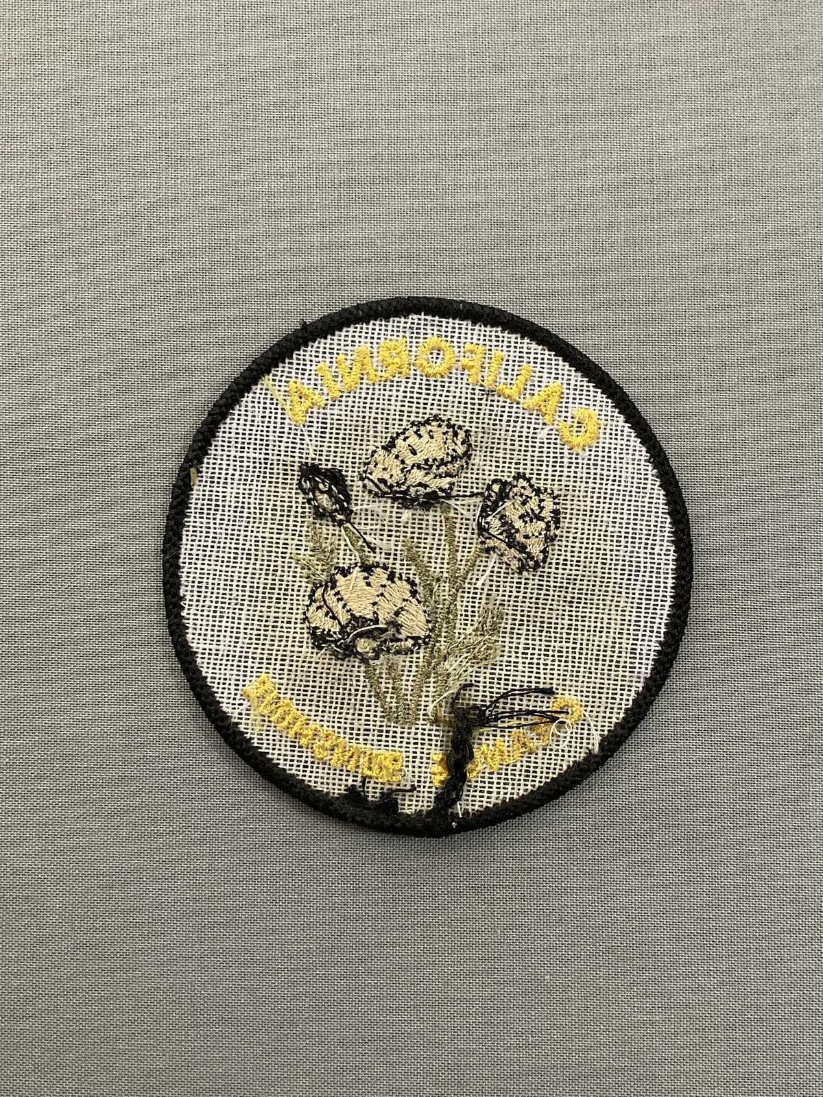 Vintage California Orange Sunshine 3″ Poppy Flower Souvenir Round Patch Travel