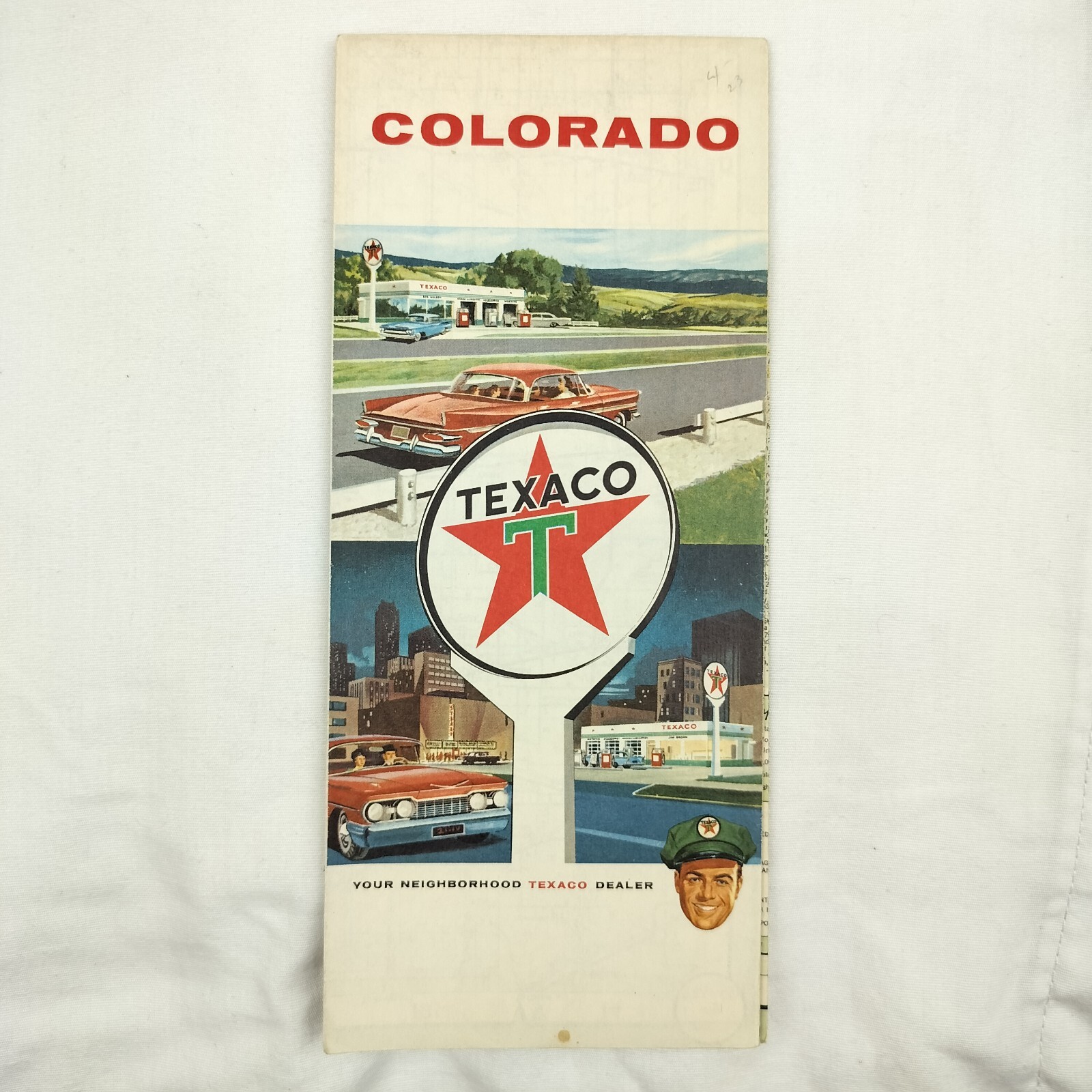 Colorado Texaco Gas Station Vintage Travel Road Trip USA Map Vacation