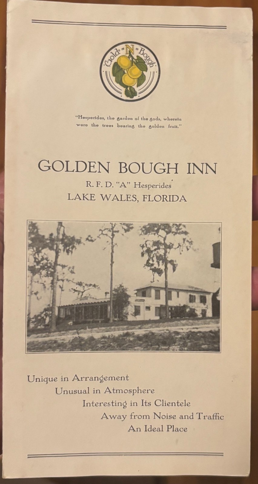 c1930 Lake Wales Florida “Golden Bough Inn” Advertising Brochure