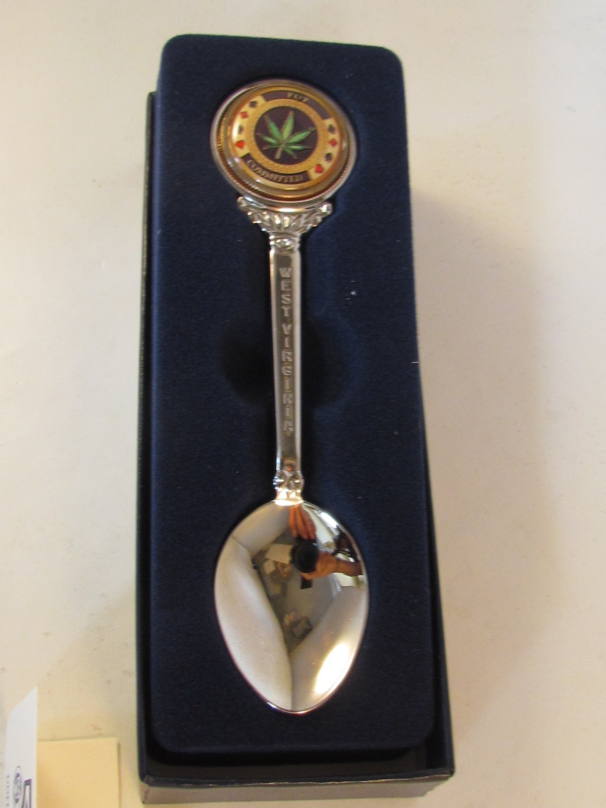 POT COMMITTED epoxy on 50 State Quarter Spoon NEW JERSEY Stem U.S. Mint