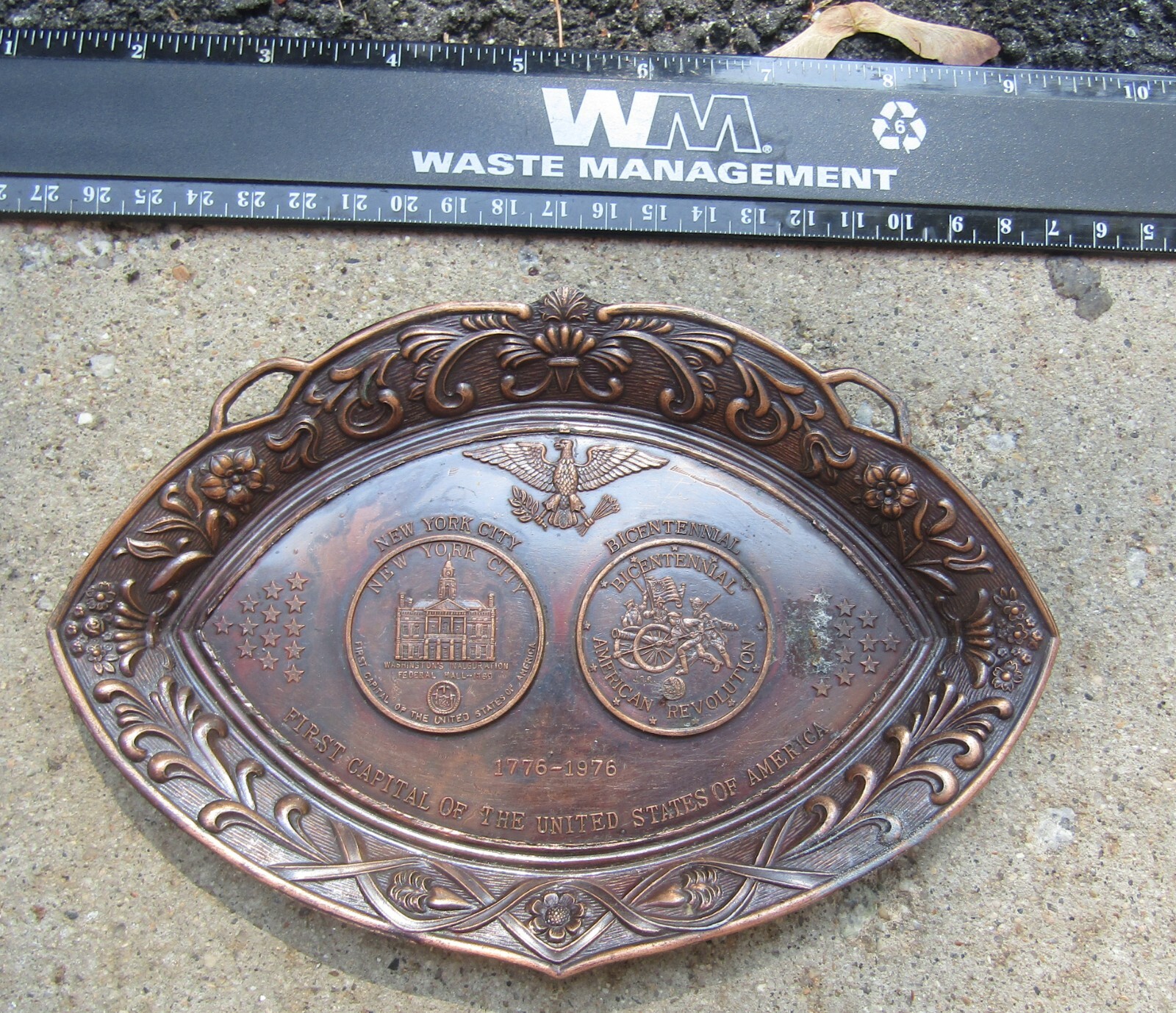 First capital United States new york city copper tray vintage