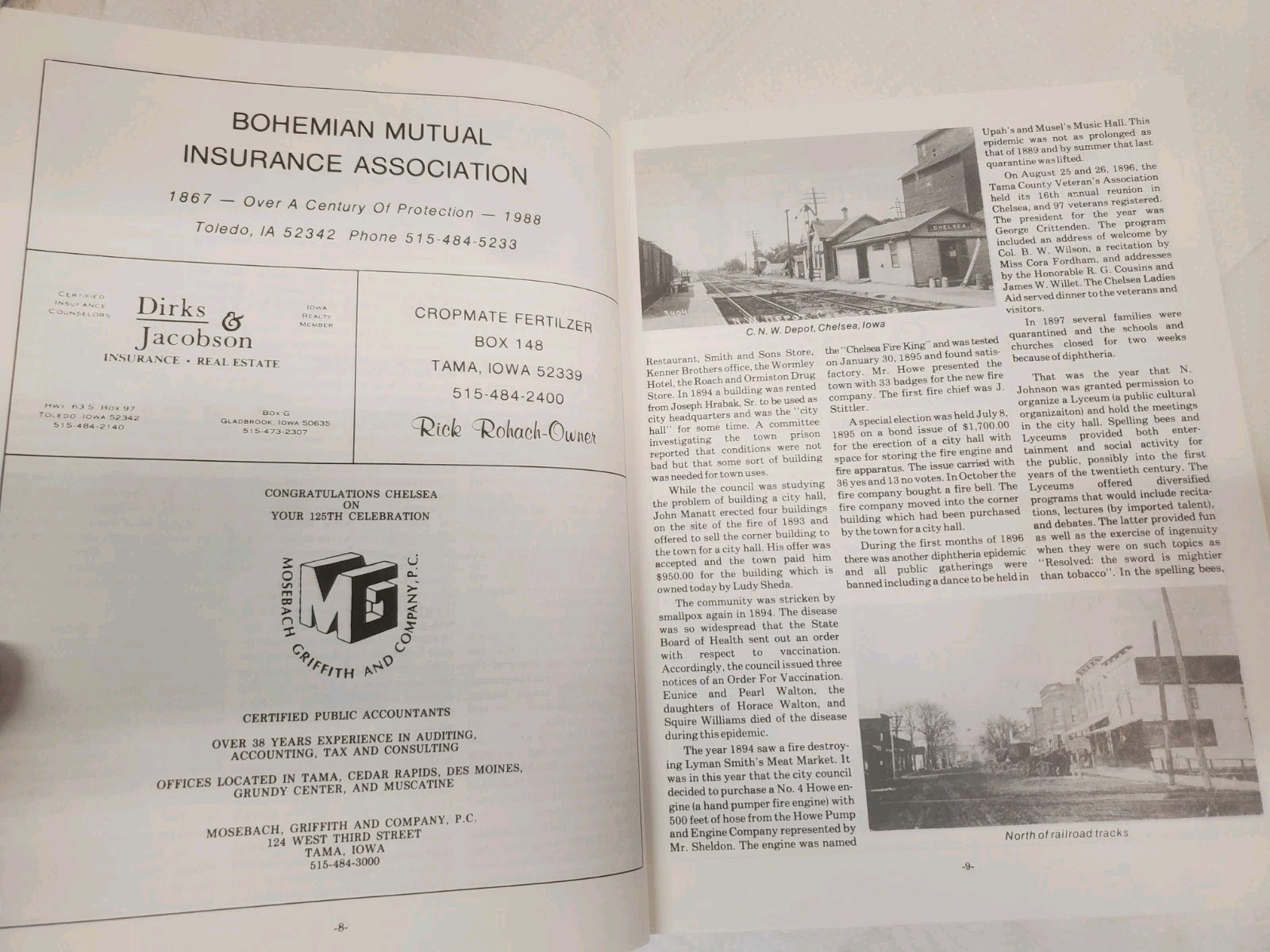 Paperback Book History Of Chelsea Iowa 1864 – 1989