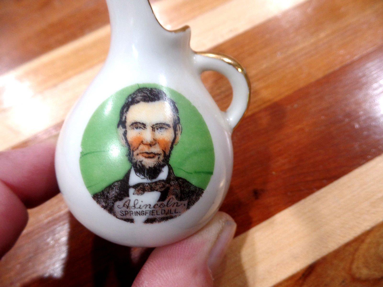 VINTAGE OCCUPIED JAPAN ABRAHAM LINCOLN SOUVENIR CHINA SPRINGFIELD ILLINOIS ILL