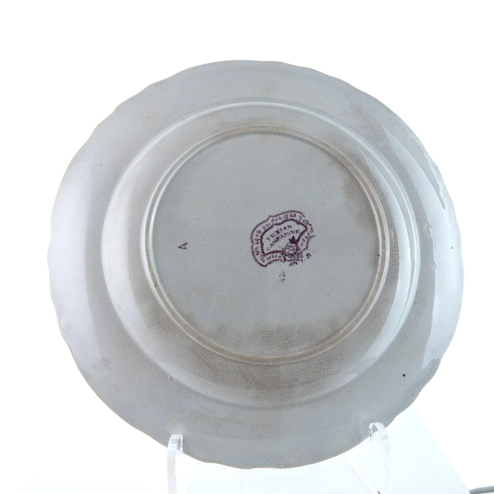 c1850 Texian Campaigne Historical Staffordshire purple Transferware 9.25″ plate