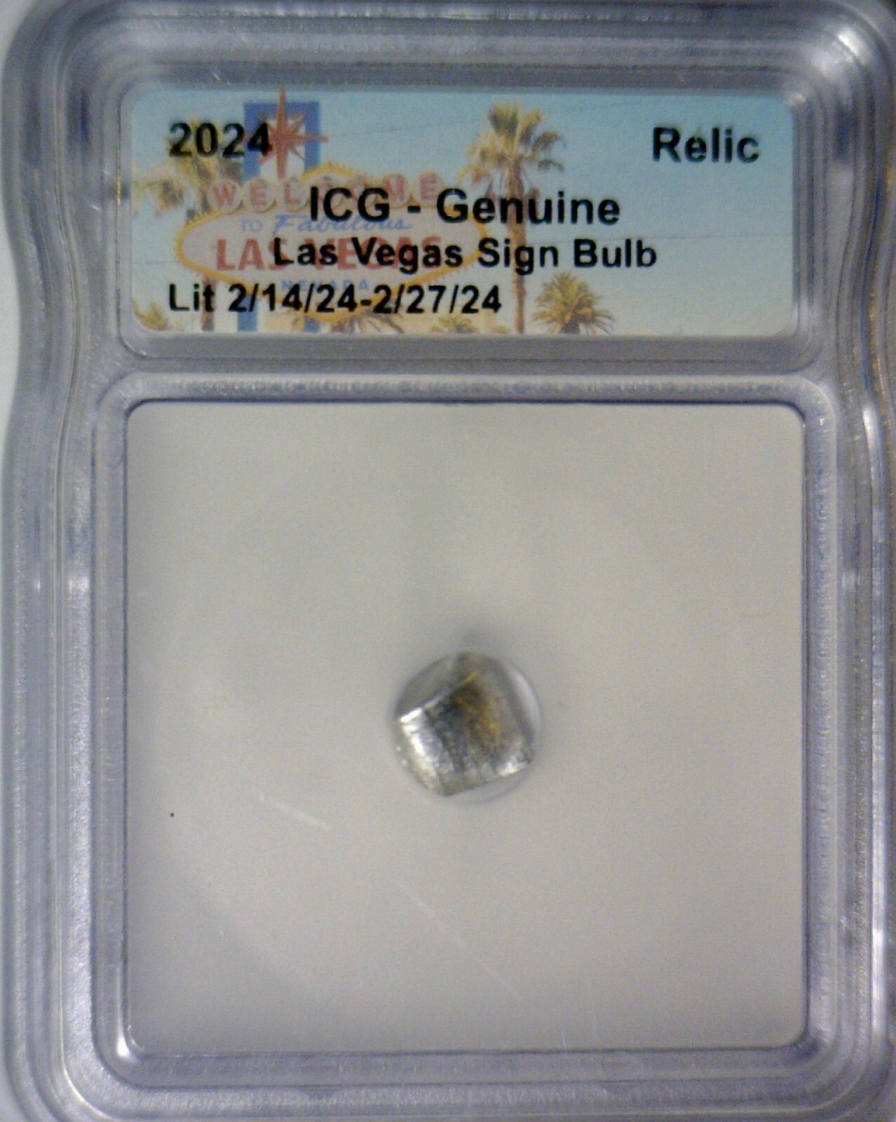 Las Vegas Sign Light Bulb Relic ICG CERTIFIED Genuine 2024 Casino Collectable NR