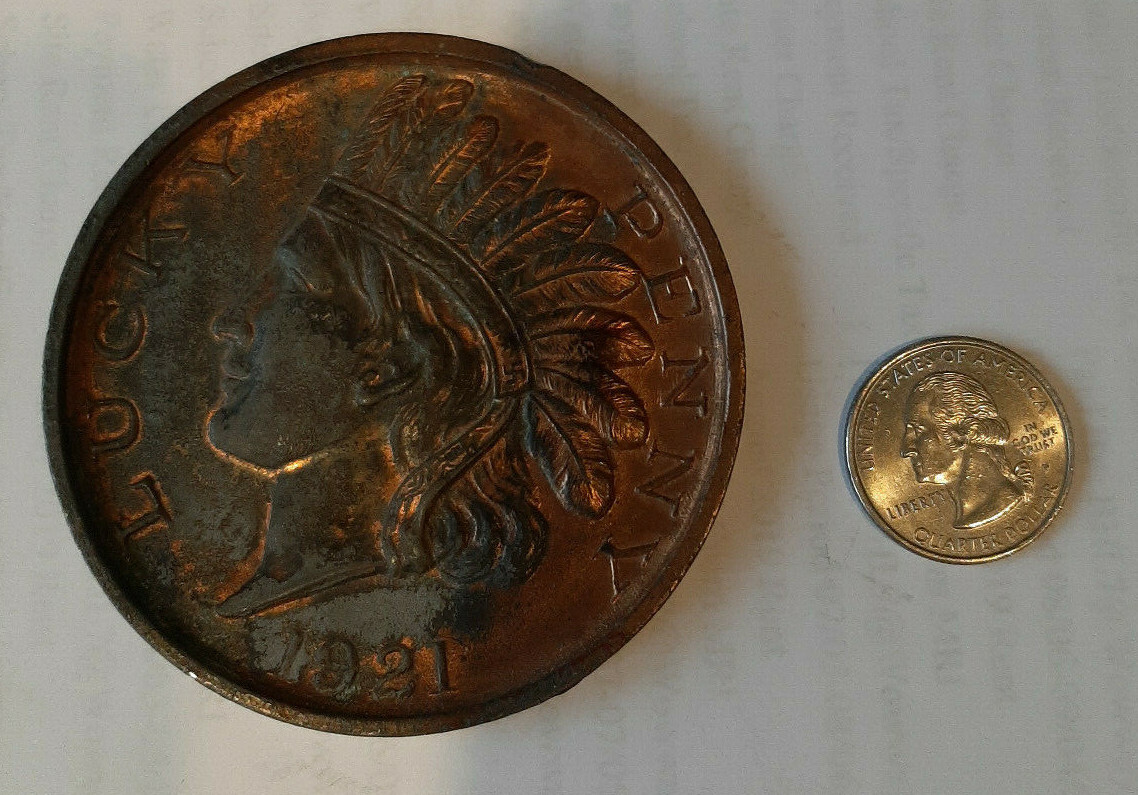 Antique RARE “Lucky Penny” souvenir – 1921– Pageant of Progress – FREE SHIPPING