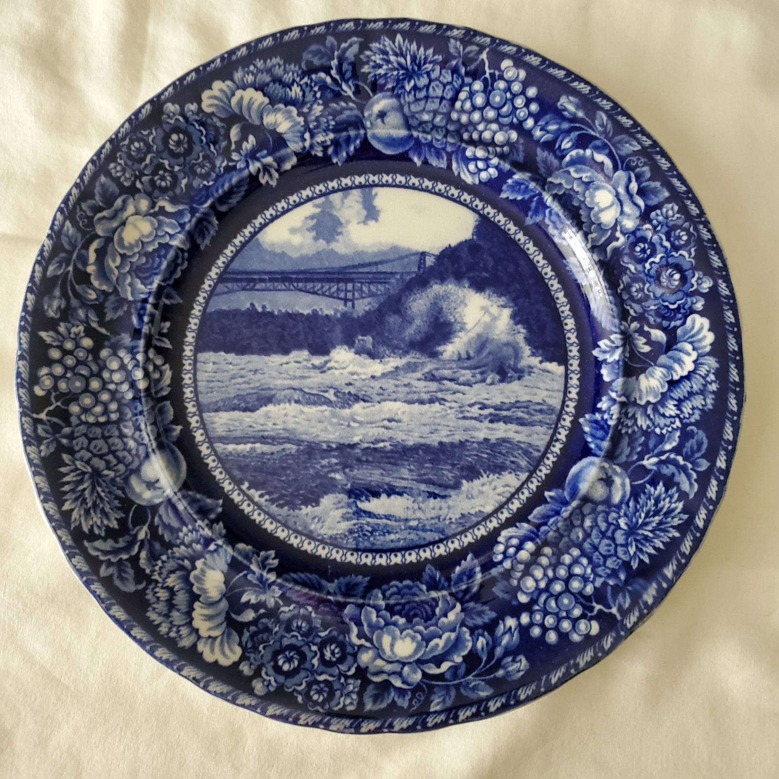 Niagara Falls Whirlpool Rapids Antique Flow Blue Plate – Rowland & Marsellus