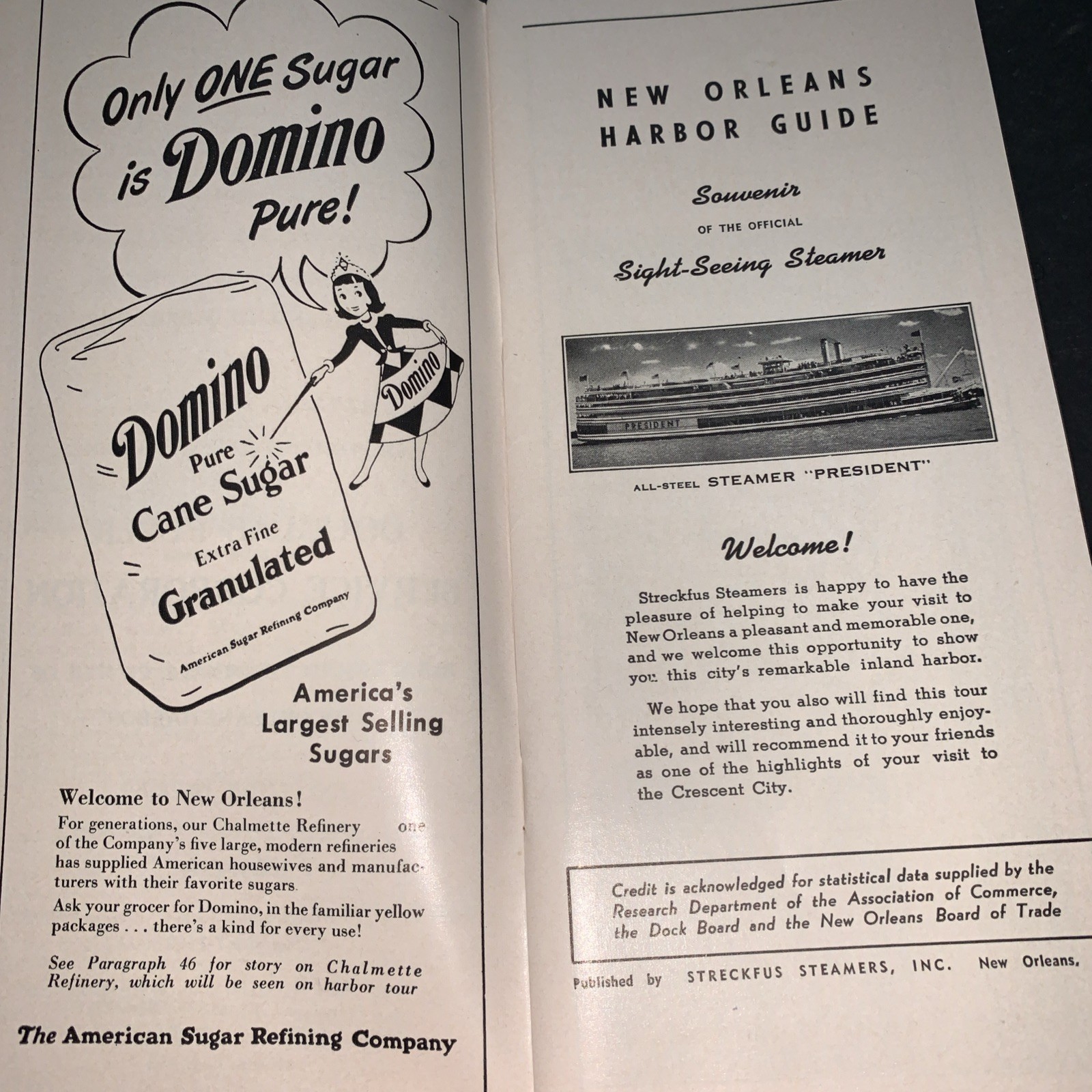 1960 New Orleans LA Souvenir Streckfus Steamers Guide Ads Map Vintage Booklet