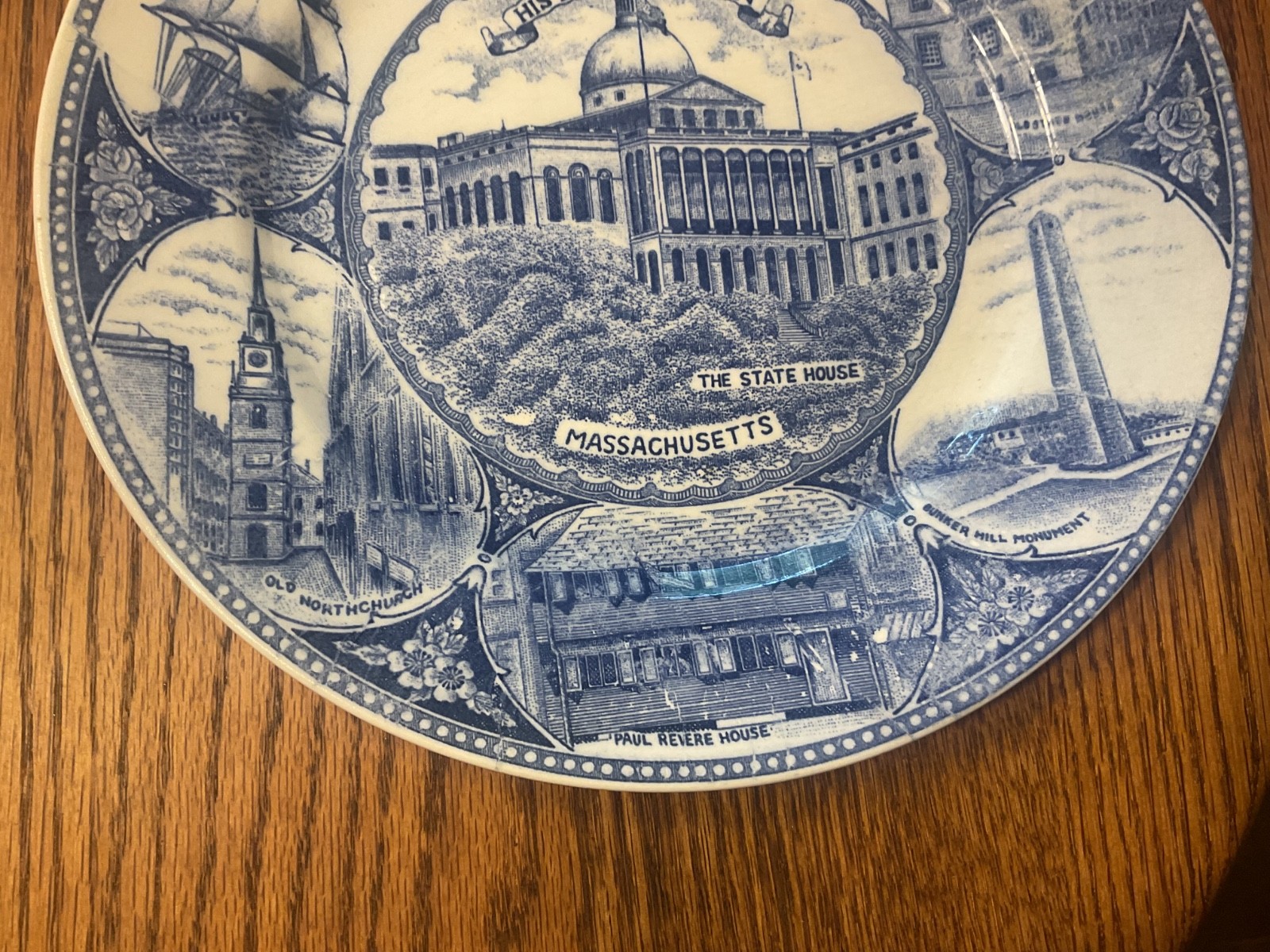 Vintage Souvenir Plate Historic Boston Massachusetts 10″