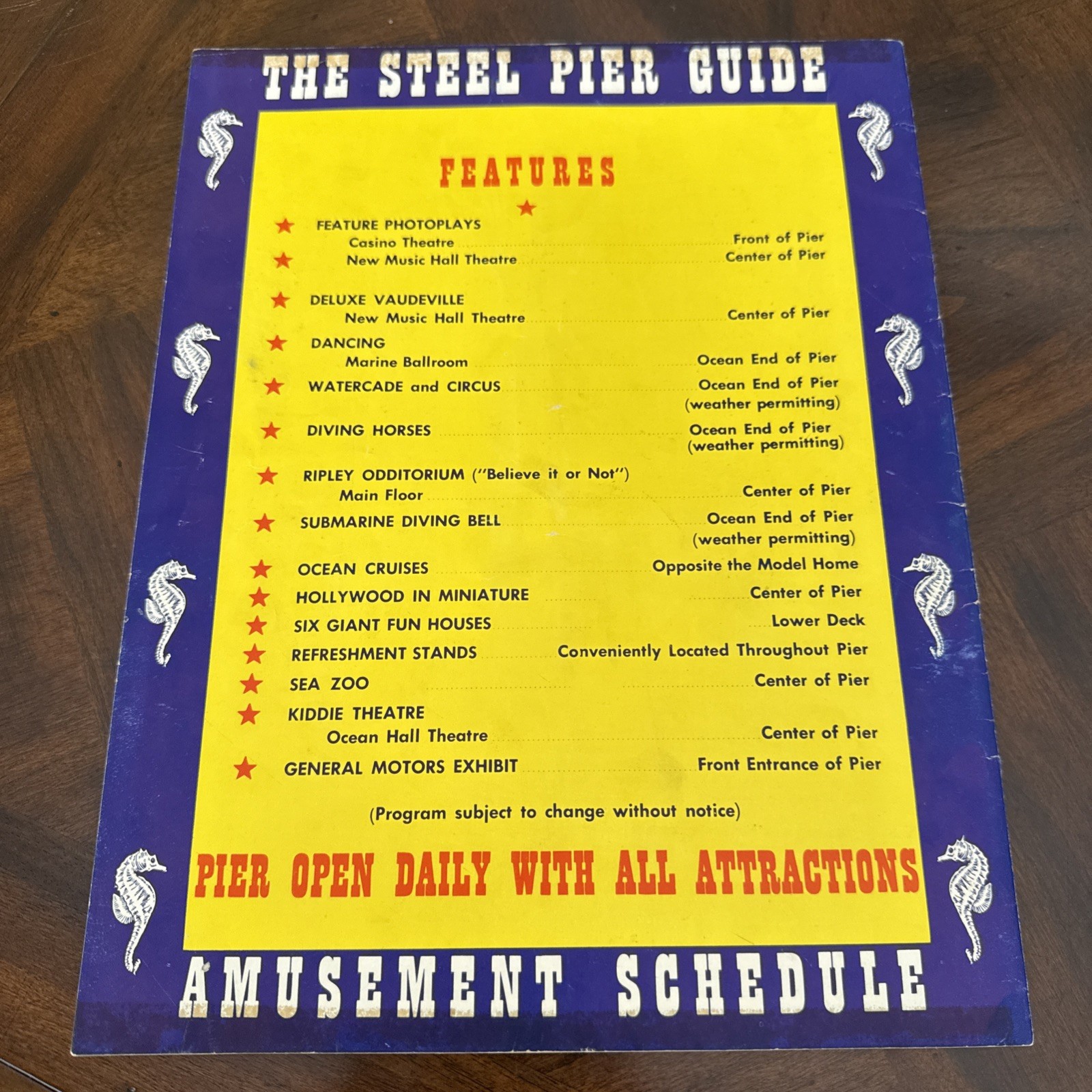 Vintage 1953 Steel Pier Atlantic City New Jersey Souvenir Program Guide Book