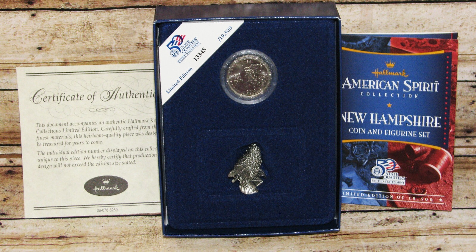 New Hampshire 2000 Hallmark Uncirculated Quarter & Figurine, New, Limited Ed