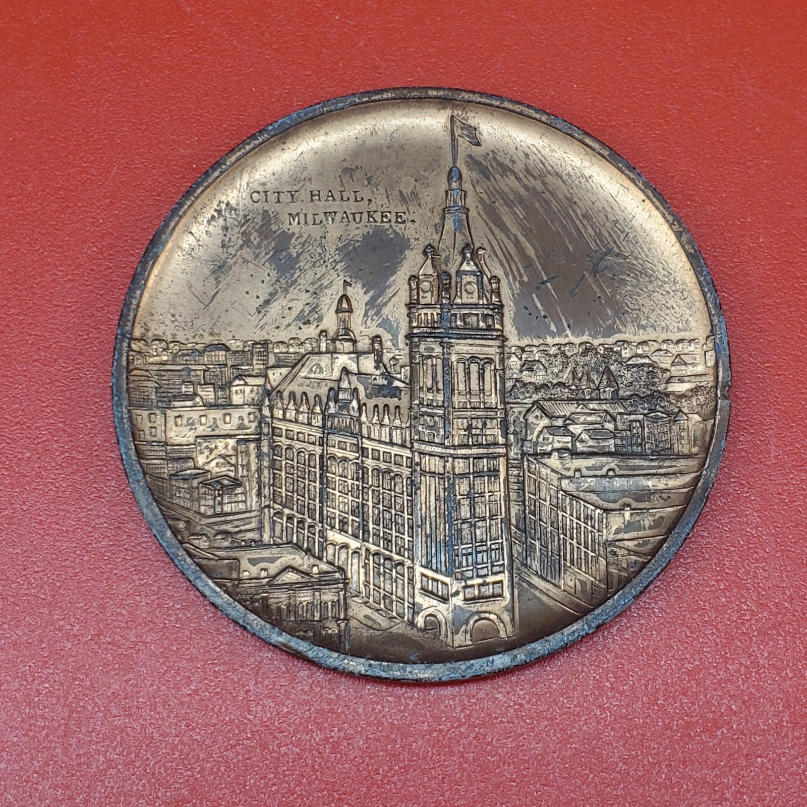 Lucky Penny City Hall Milwaukee Wisconsin Big Souvenir Indian Head 3″ Patina