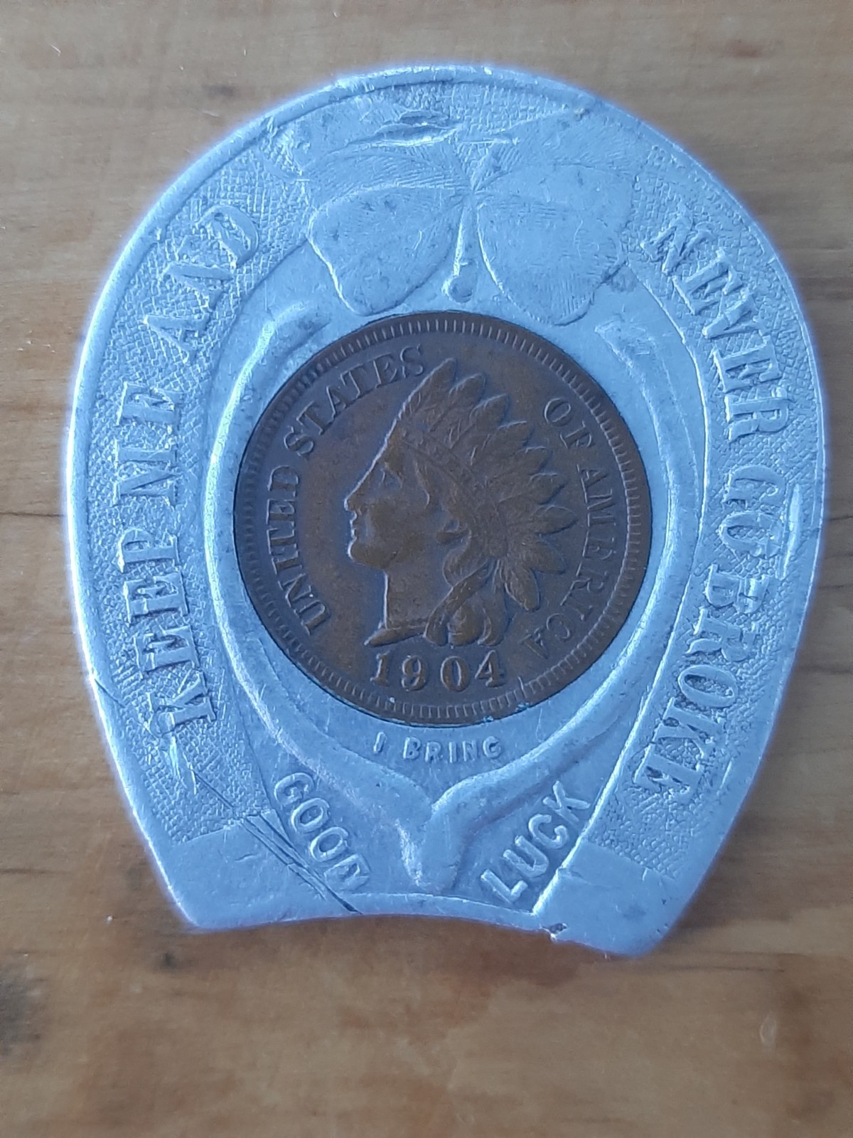 Louisiana Purchase Exposition 1904 w/ Indian Head Penny Good Luck Horse Shoe