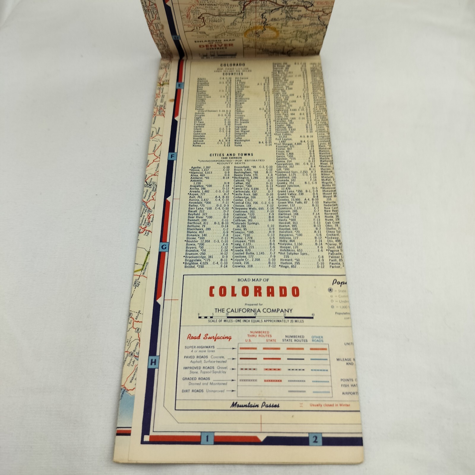 Colorado Chevron RPM Motor Oil Vintage Travel Touring Map