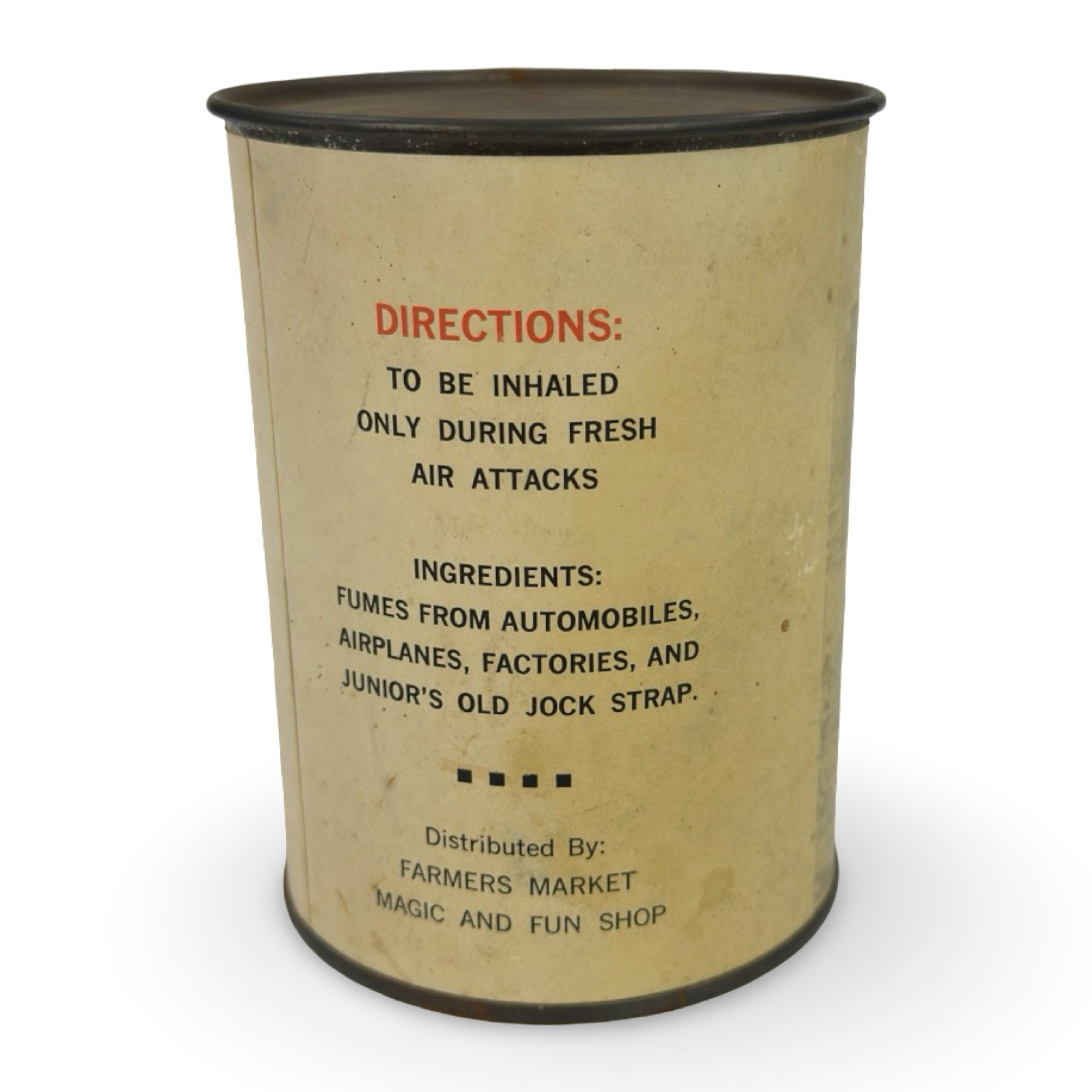 Vintage 1950s Los Angeles Fresh Canned Smog Gag Gift Novelty Tin Can Souvenir