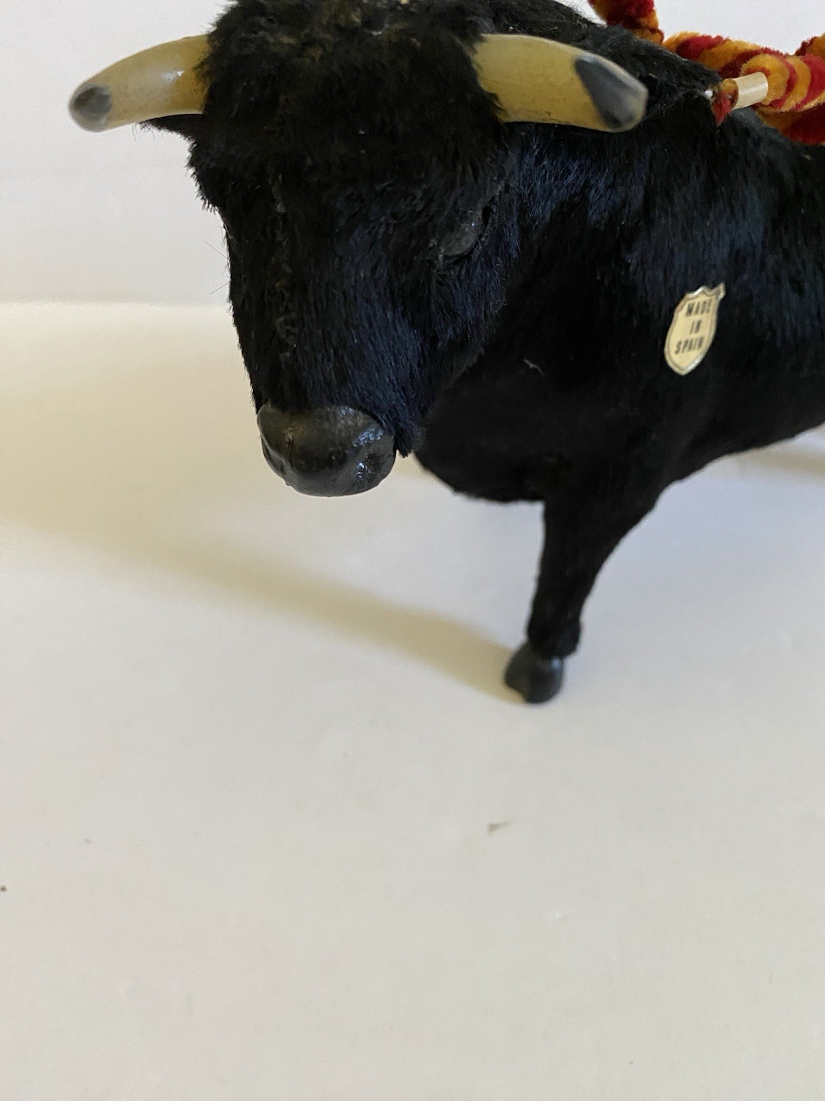 Bull Figurine Plush Black Made in Spain Spanish Souvenir – 6″ Tall, 9” Long