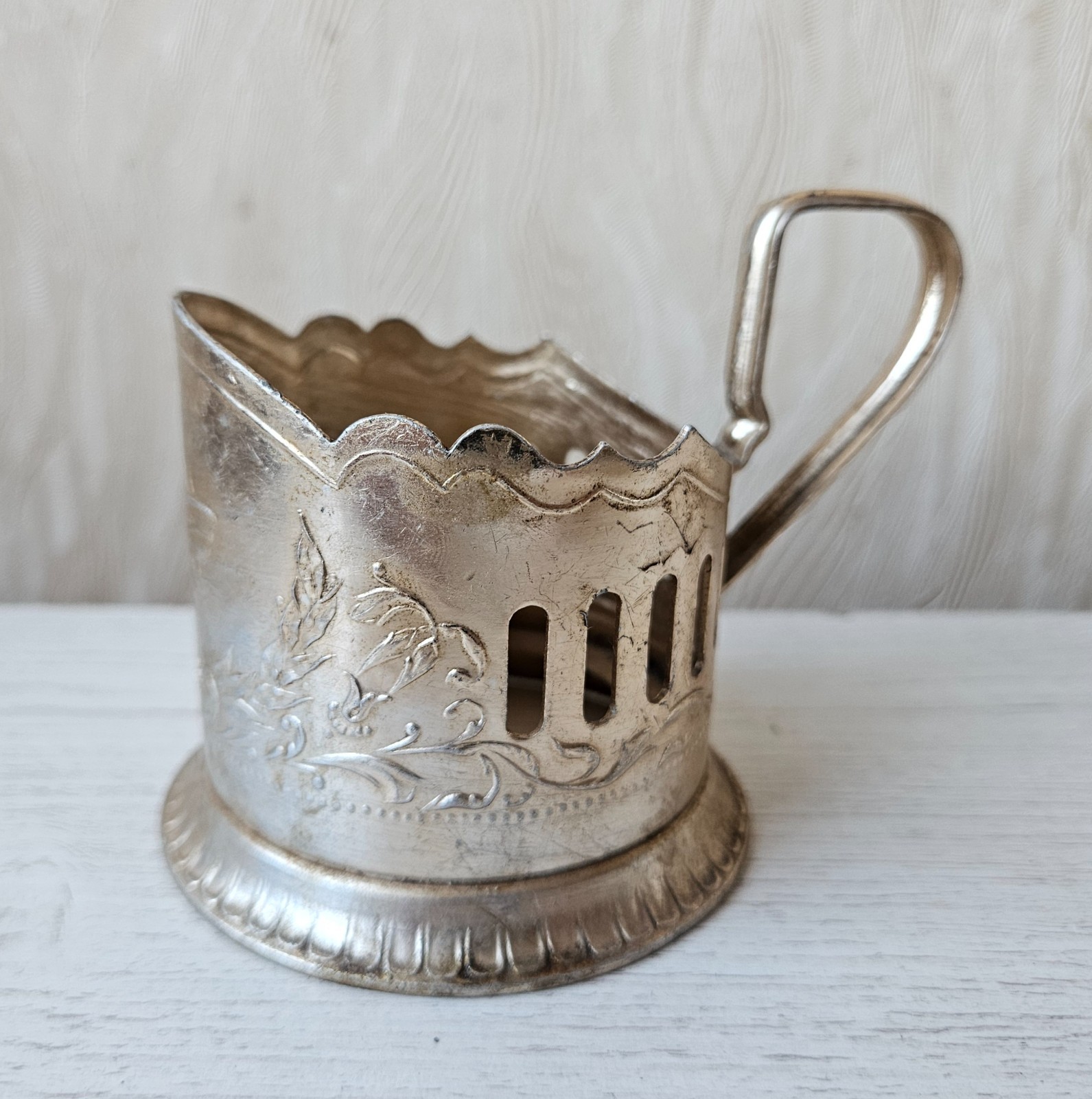 Vintage Russian Tea Glass Cup Holder Podstakannik Motorship Soviet Union