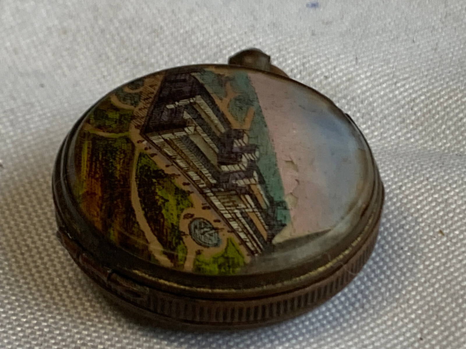 1876 Centennial Exhibition Faux Pocket Watch Souvenir Fob Pendant Main Building