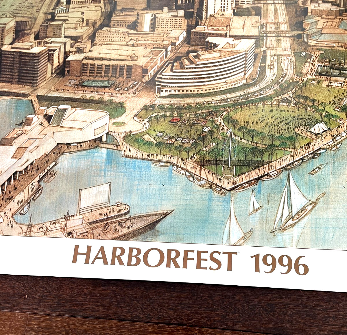 NORFOLK, VA 1996 VINTAGE HARBORFEST 20th ANNIVERSARY POSTER 34″ X 24″