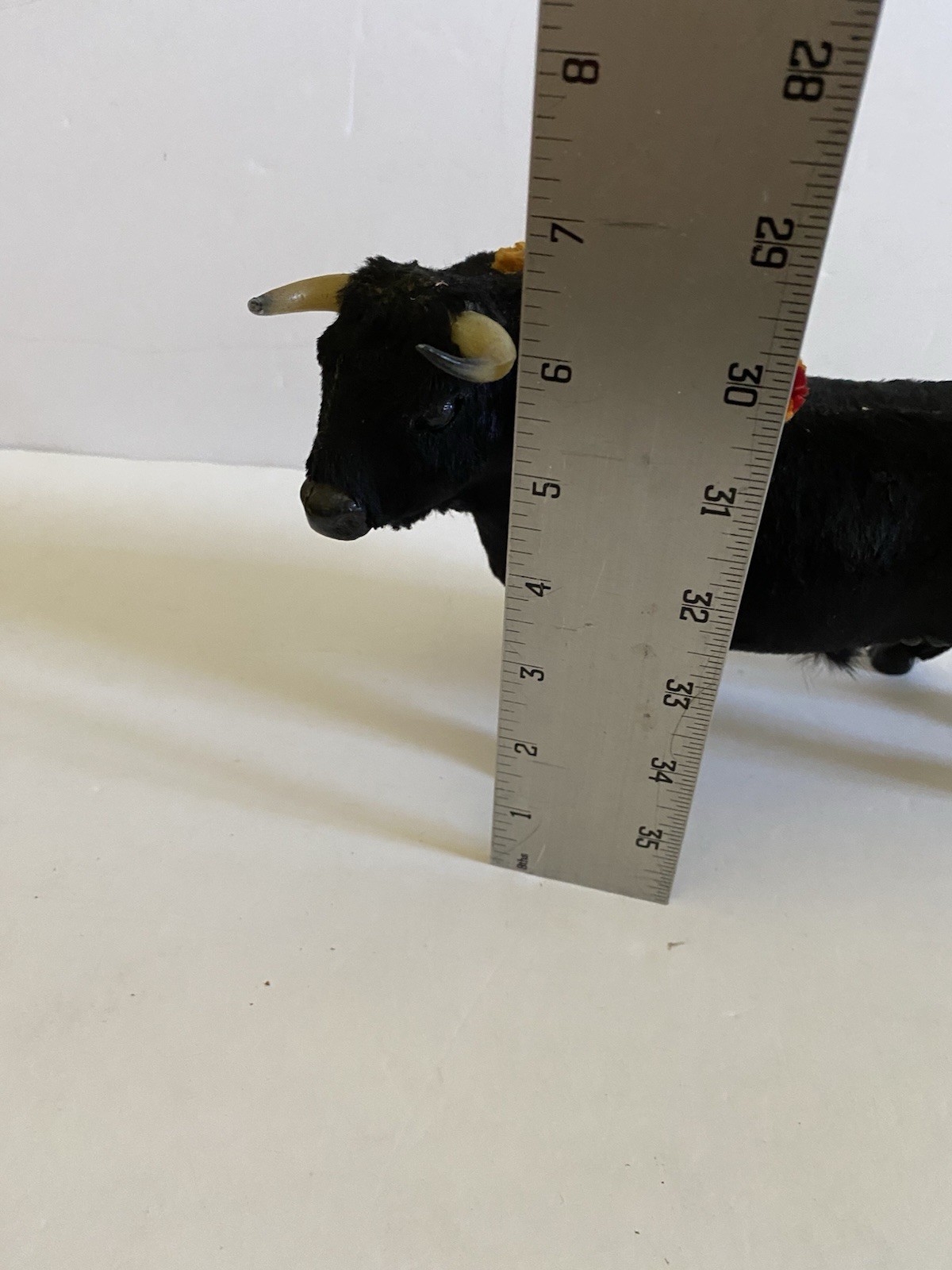 Bull Figurine Plush Black Made in Spain Spanish Souvenir – 6″ Tall, 9” Long
