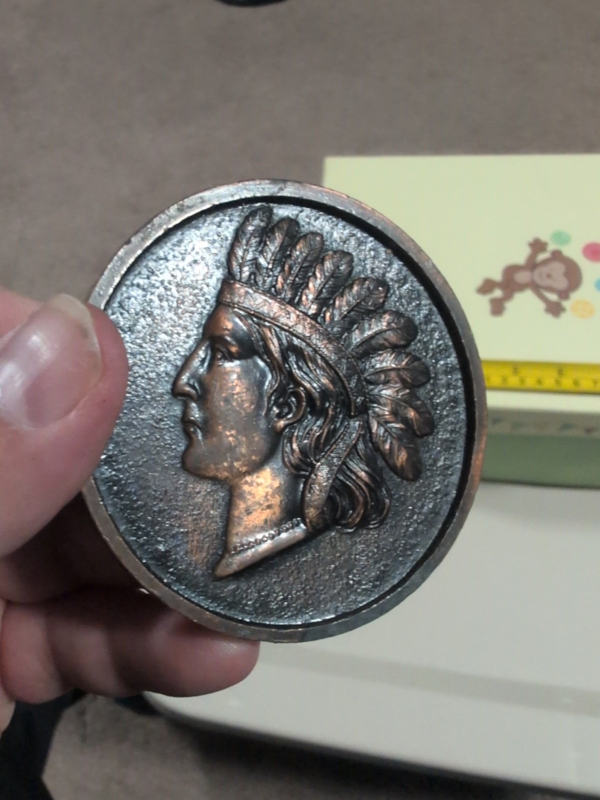 Vintage 3” Large Copper Indian Head Souvenir Penny ~ Reno, NV