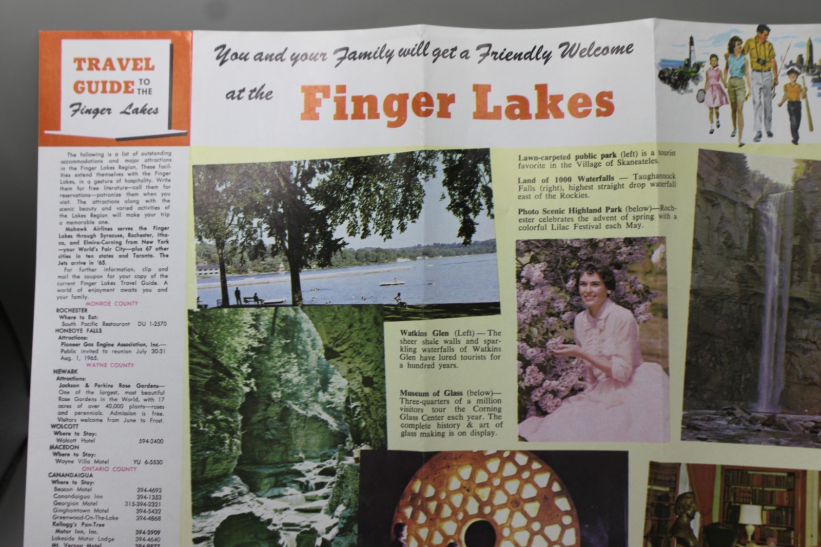 New York Finger Lakes Travel Brochure Map 1950’s