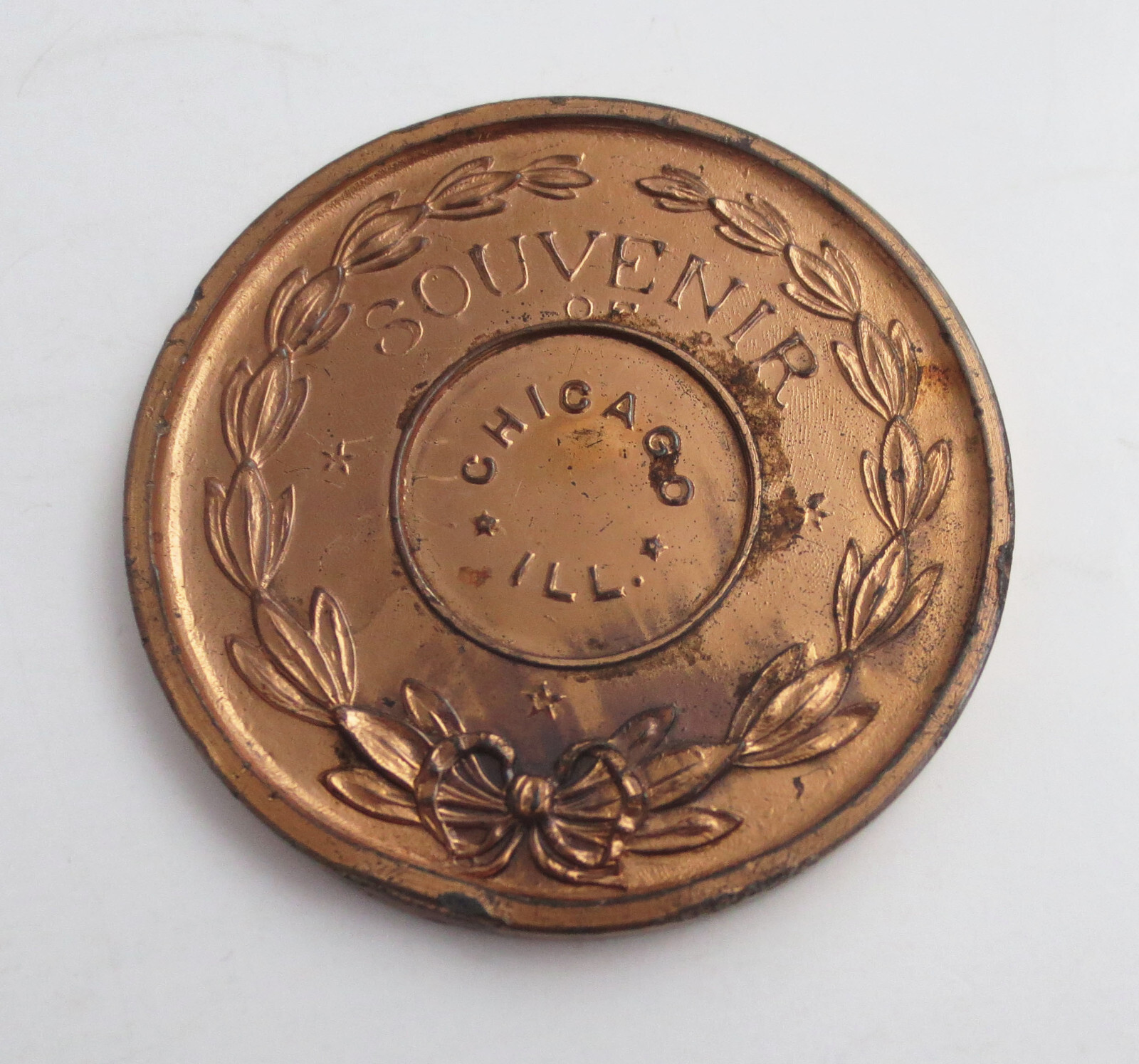 Vintage 1924 Copper Lucky Penny Indian Head Souvenir Chicago IL 3″ Paperweight