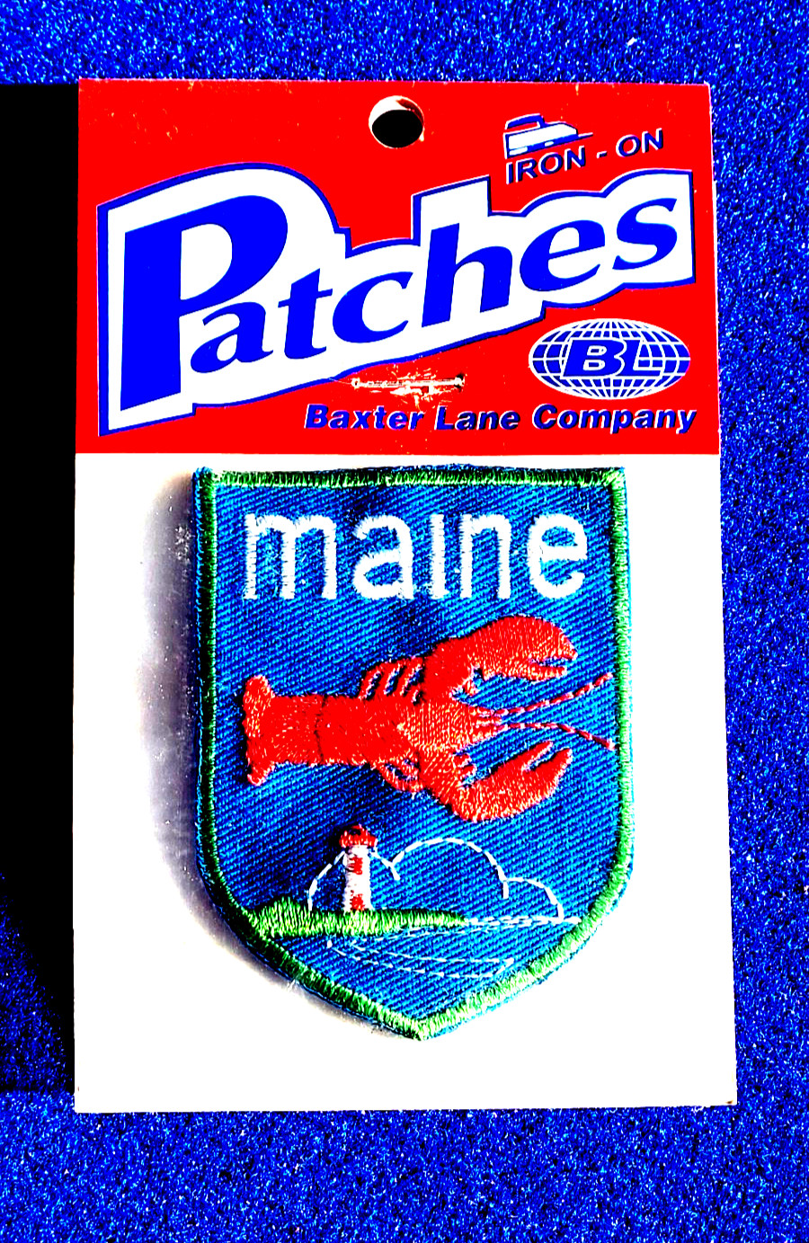 Maine Lobster & Lighthouse Iron-On Patch by Baxter Lane – Brand New, Vintage!
