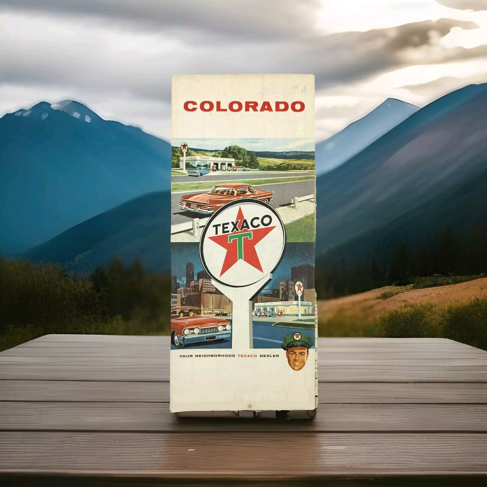 Colorado Texaco Gas Station Vintage Travel Road Trip USA Map Vacation