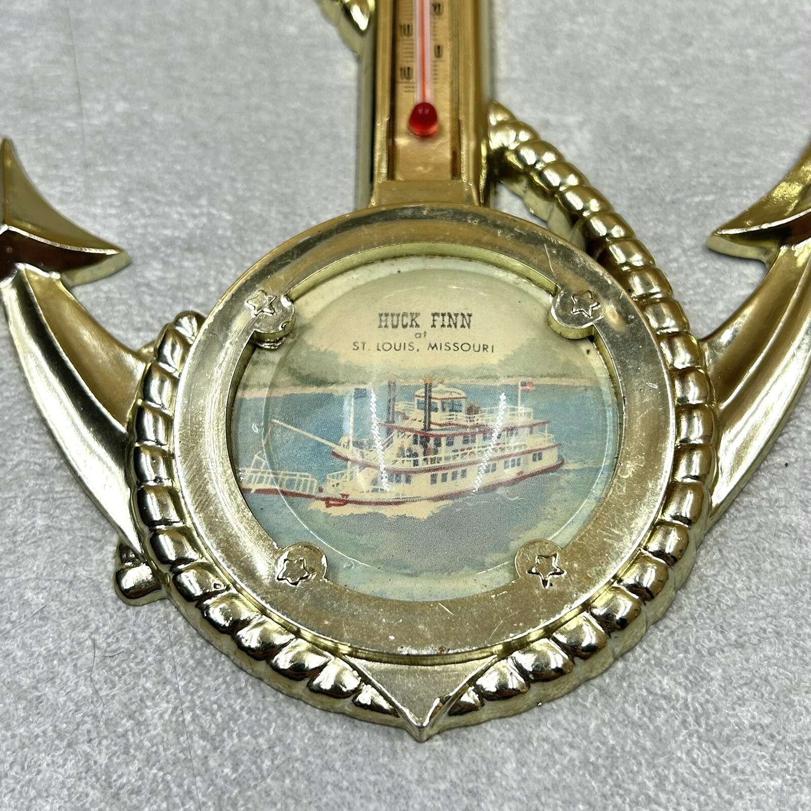 Vintage Huck Finn at St. Louis Missouri Souvenir Plastic Anchor Thermometer 9 in
