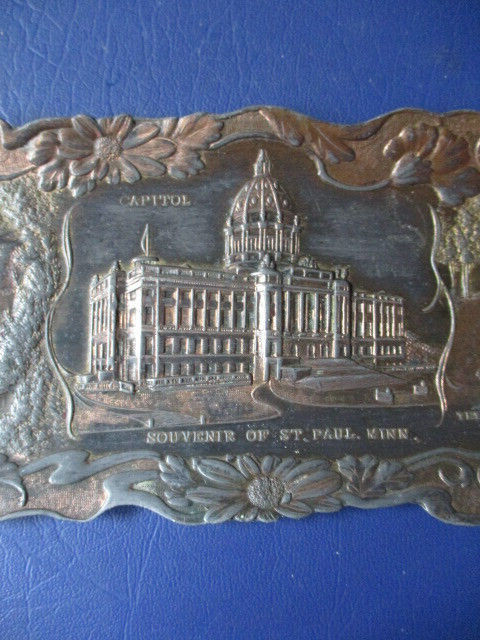 Vintage St. Paul Minnesota Landmarks Souvenir 8.5″ Metal Trinket Dish B2